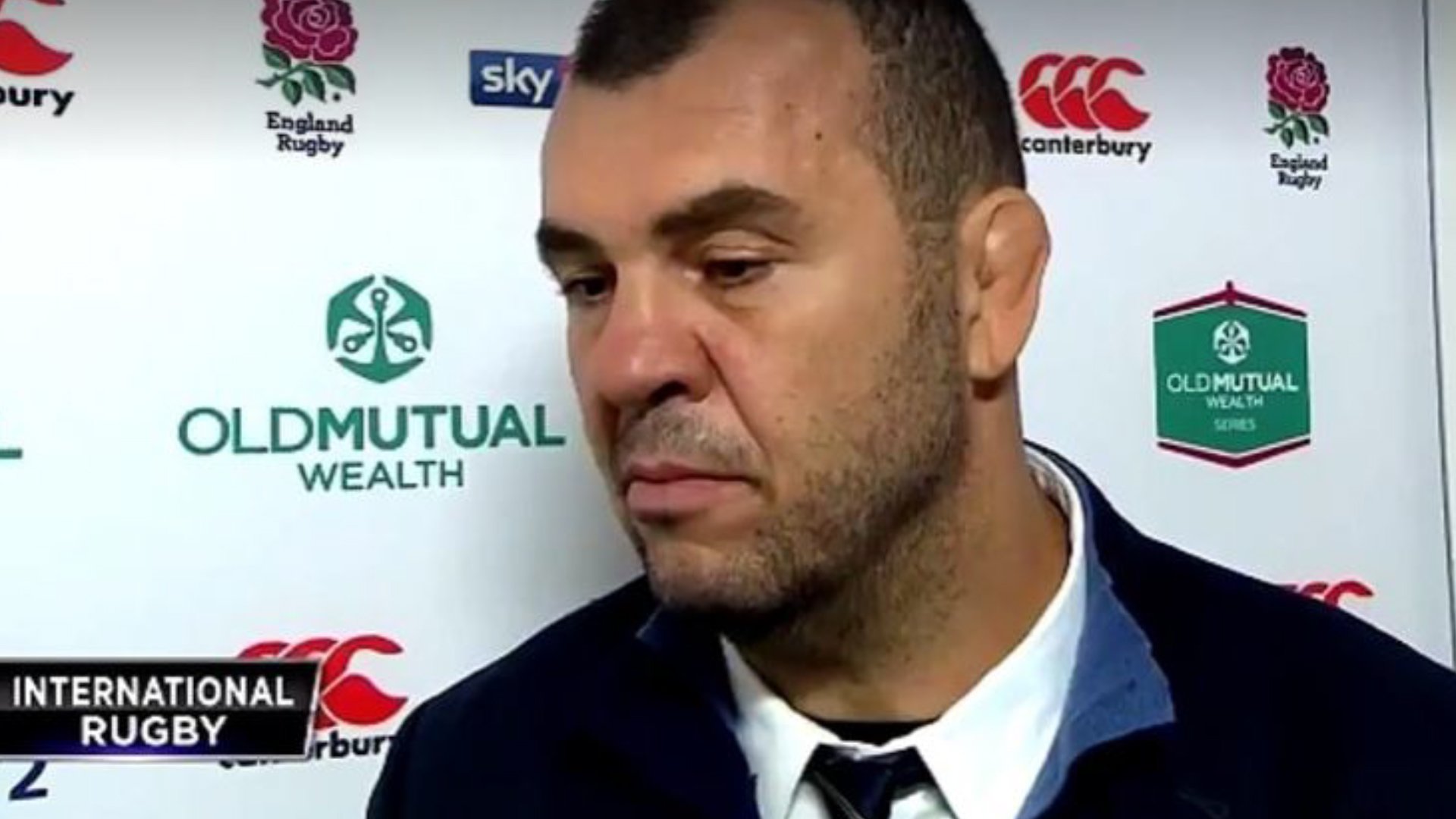 WATCH: Michael Cheika storms out of interview after being accused of calling the ref a 'f**cking cheat'