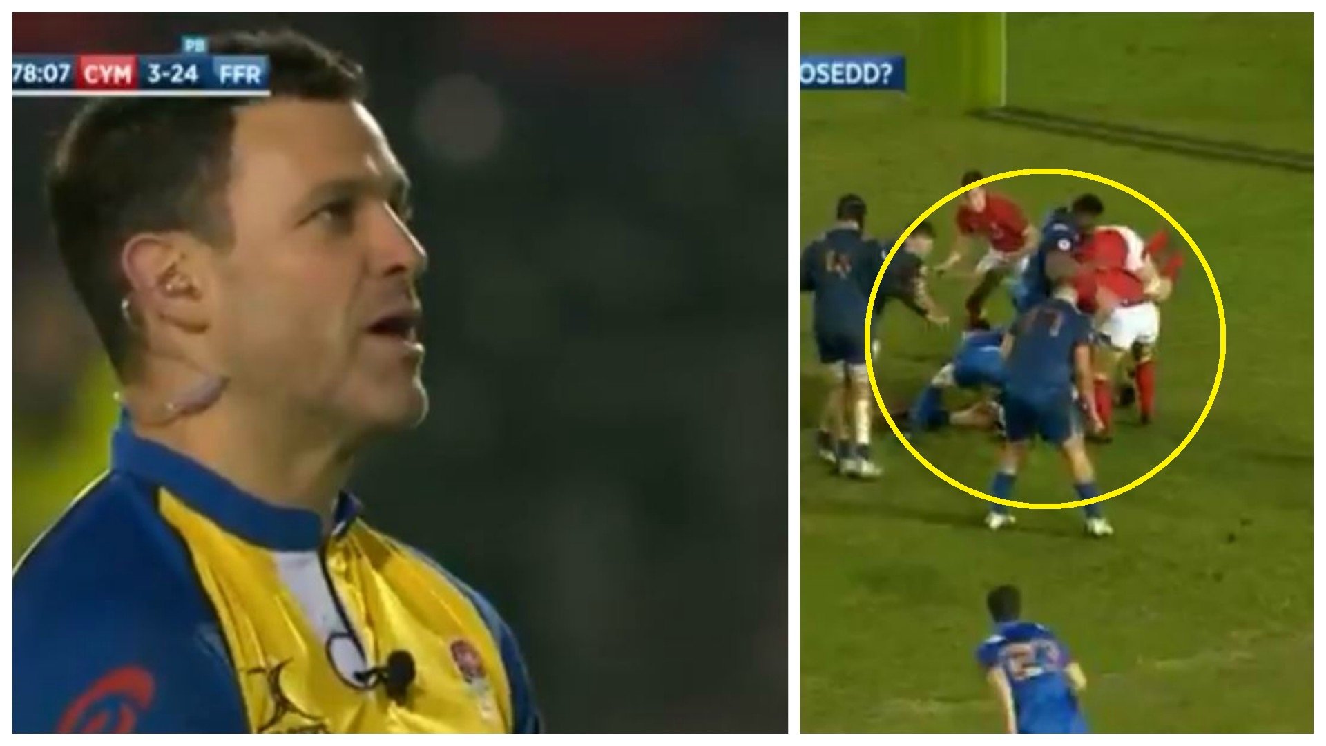 French U20s again attempt a DEATH TACKLE clearout...this time versus Wales