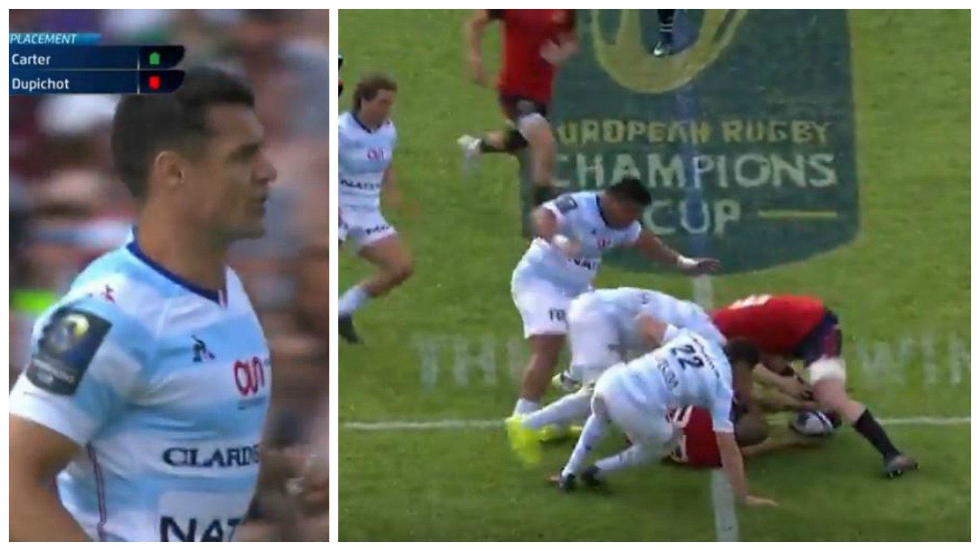 Dan Carter announces his prescence on pitch with topgallant flying tackle on Zebo