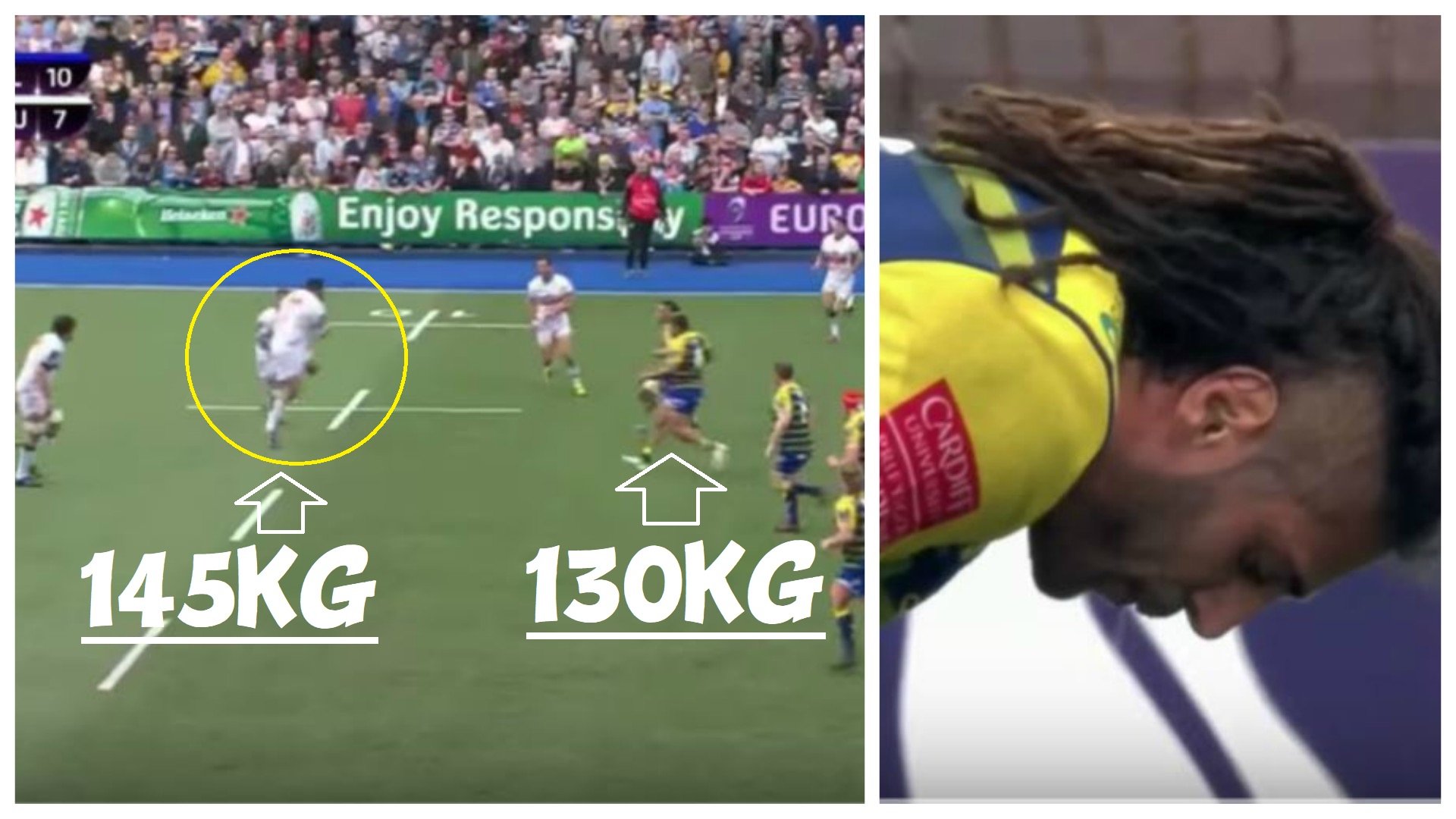 FOOTAGE: Josh Navidi absorbs hit from 145kg prop and 130kg backrow simultaneously