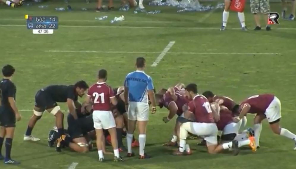 Georgian XV leaves an Argentinian XV scrum billywhacked and sore