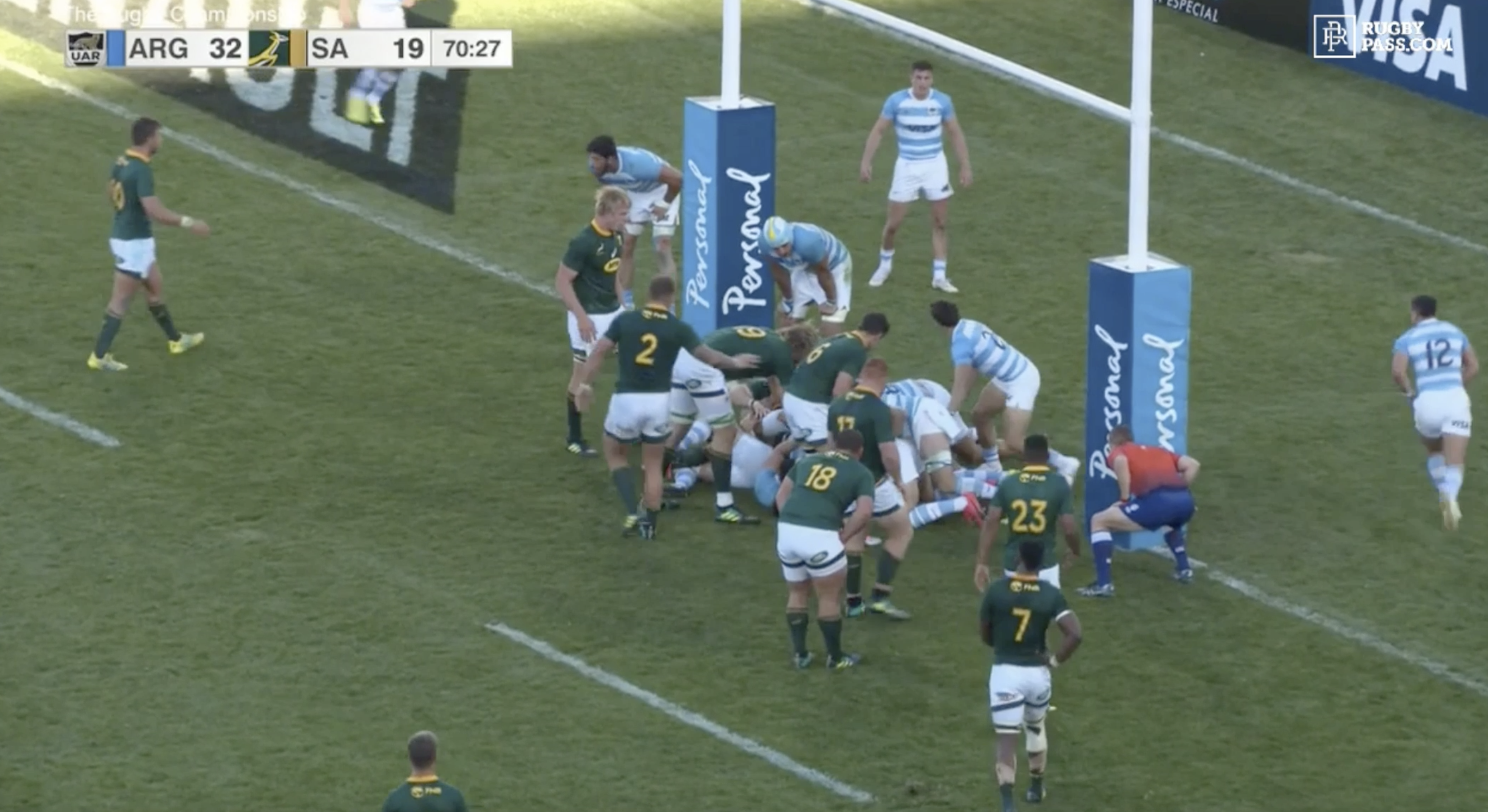 WATCH: Free-flowing  Argentina go full Hail Mary after player steps 4 South Africans from behind try line