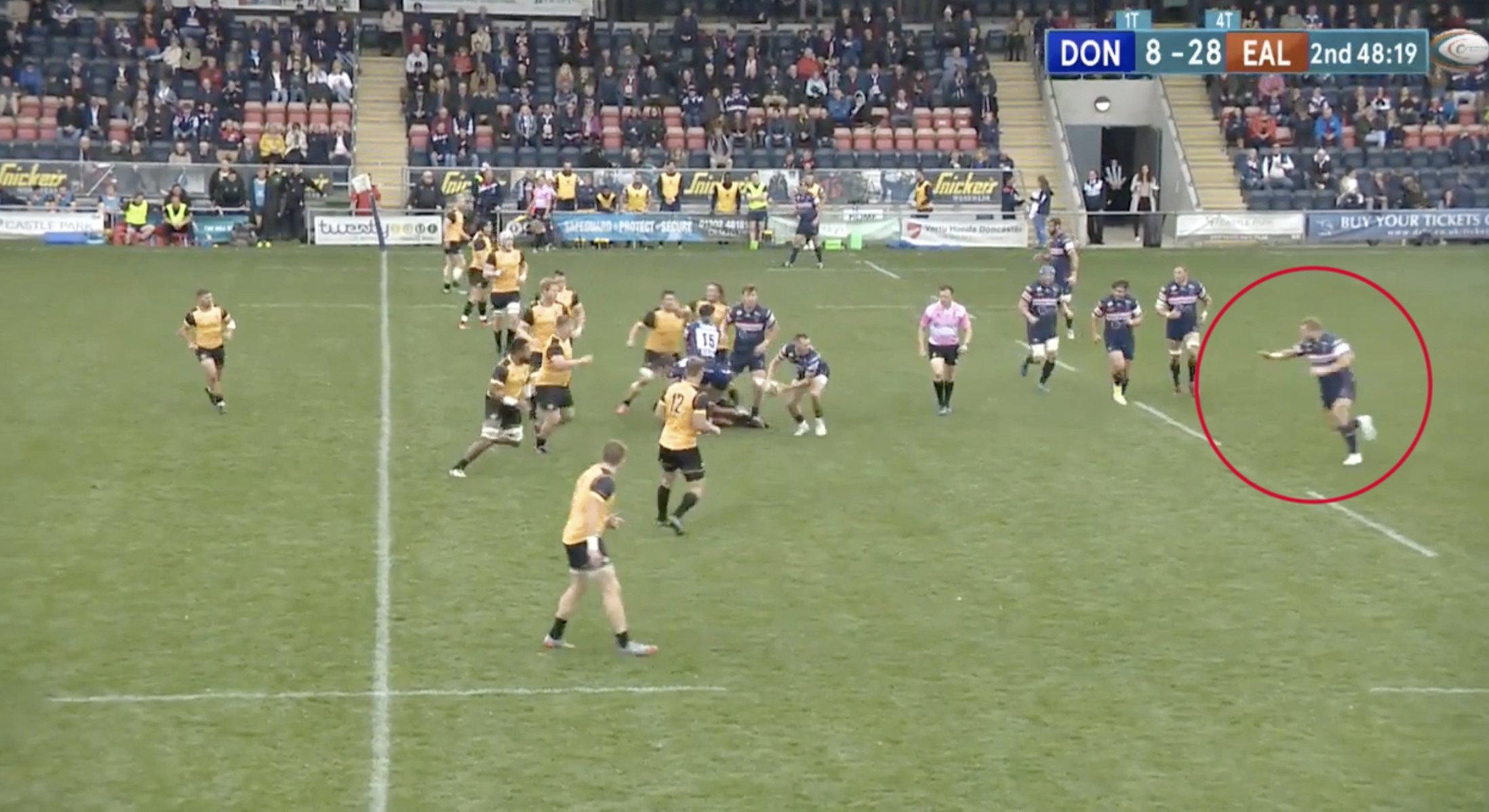 FOOTAGE: 6ft 3, 145kg Doncaster Prop leaves nothing but misery and destruction in his wake with bulldozing run