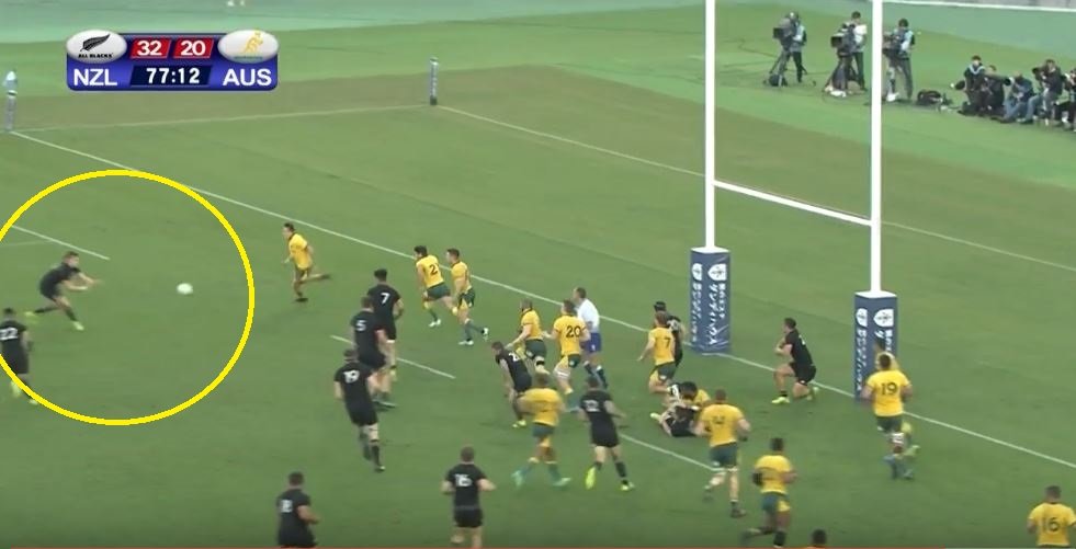 FOOTAGE: Beauden Barrett moment of cheeky brilliance sets up try vs the Wallabies