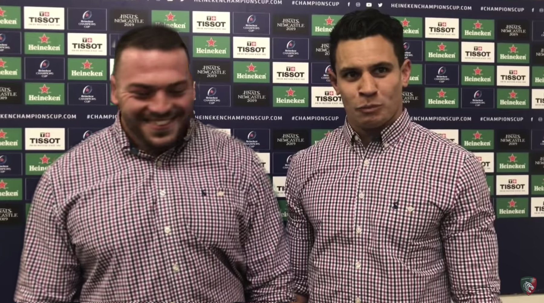 WATCH: Leicester Tiger's duo struggle to remain serious in post match interview