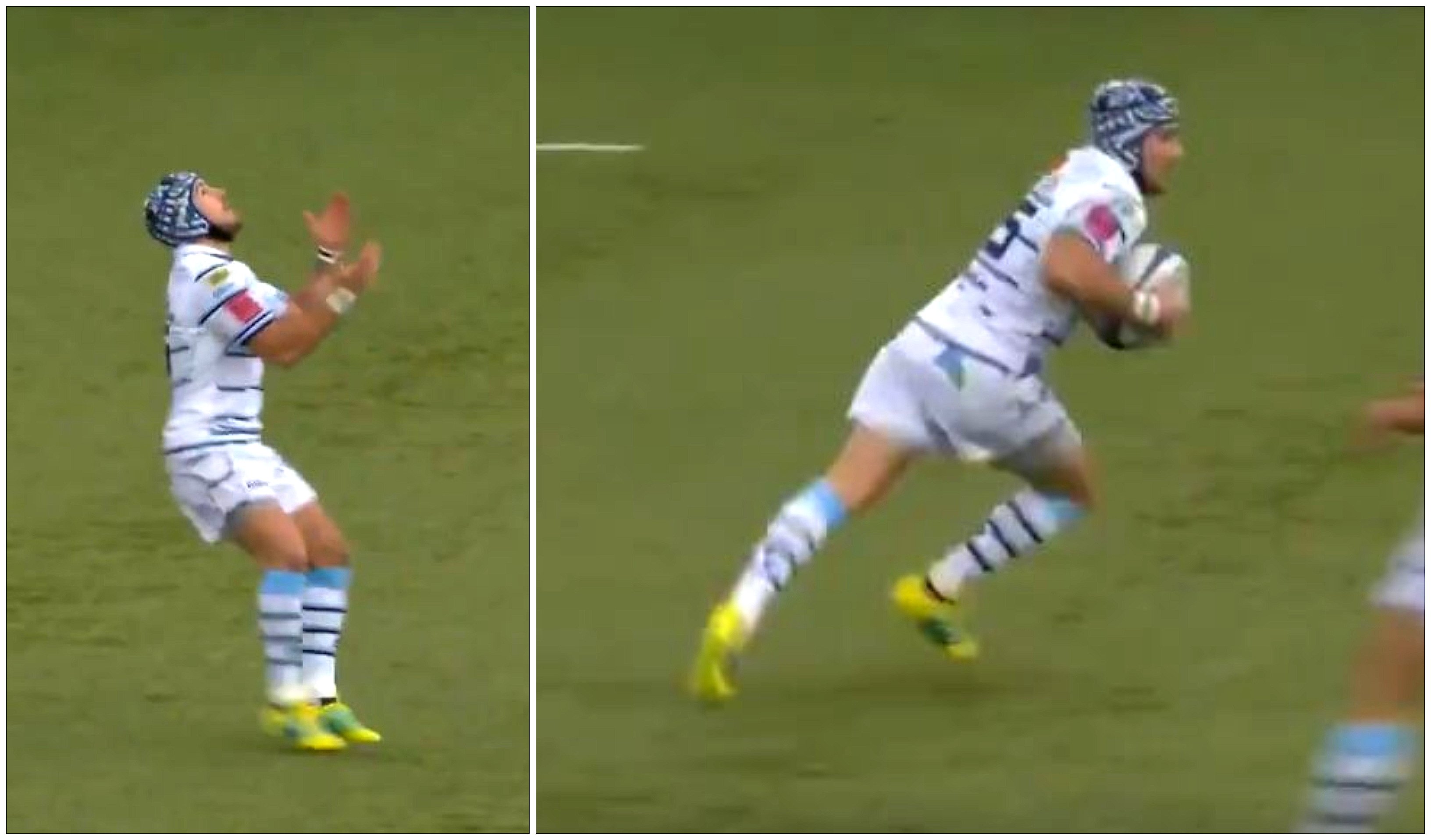 FOOTAGE: Matthew Morgan has just torn Saracens apart from 75 metres out