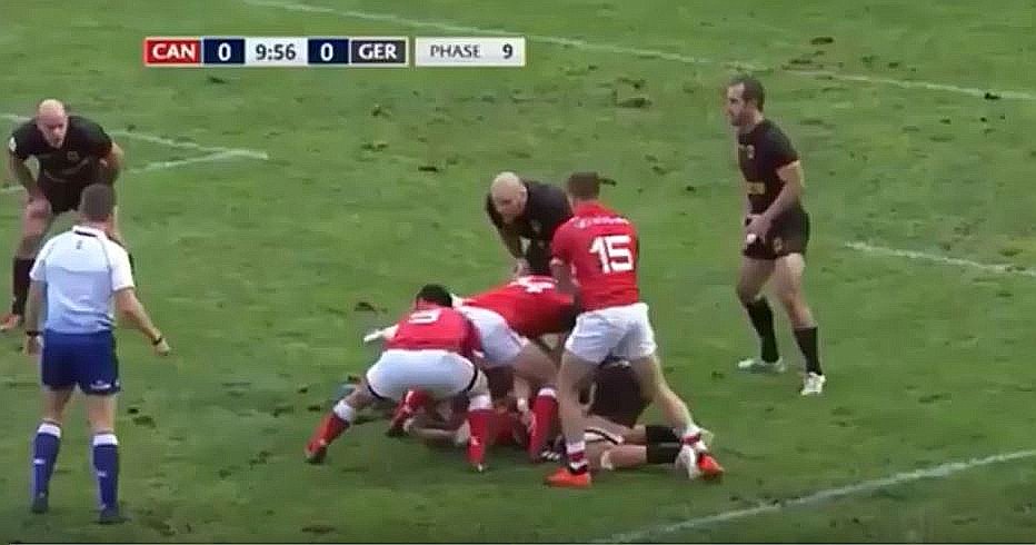 AUDIO: Double dump tackle illicits audible groan of pain from tacklee