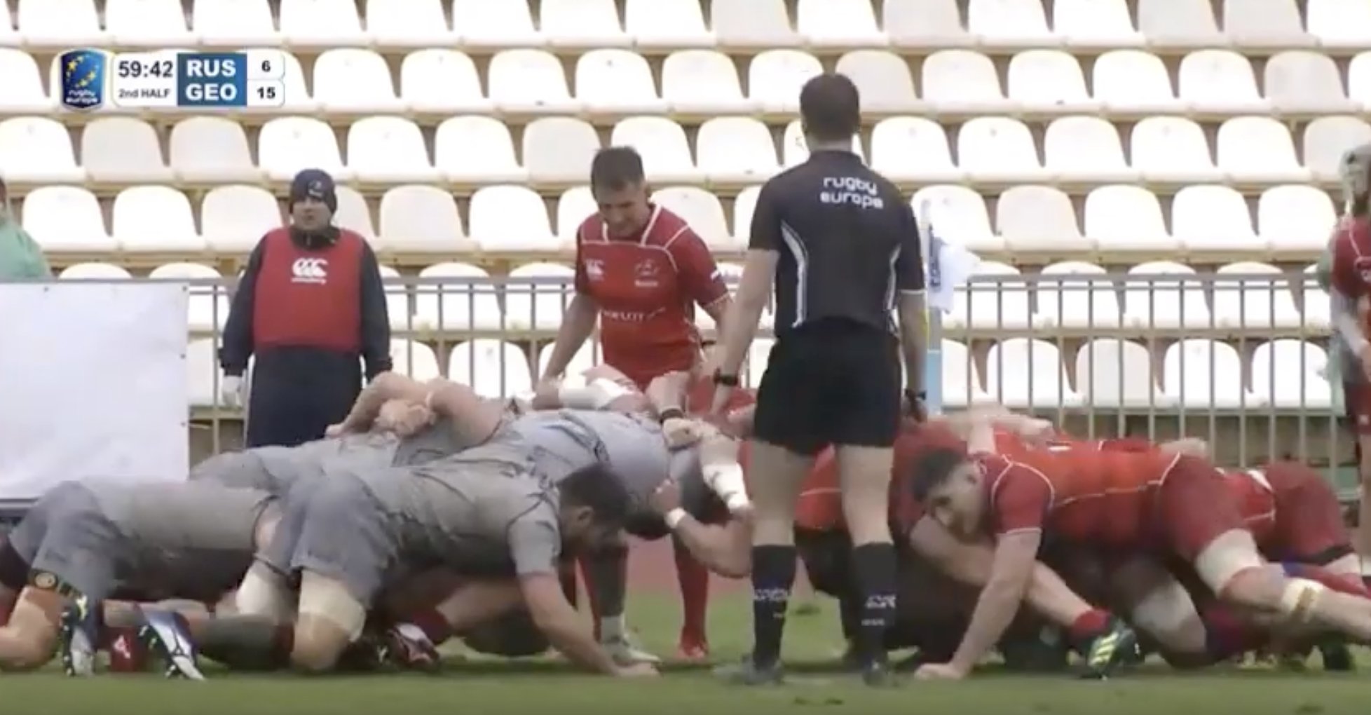 WATCH: The Georgian scrum has taken another victim. This time it's Russia.