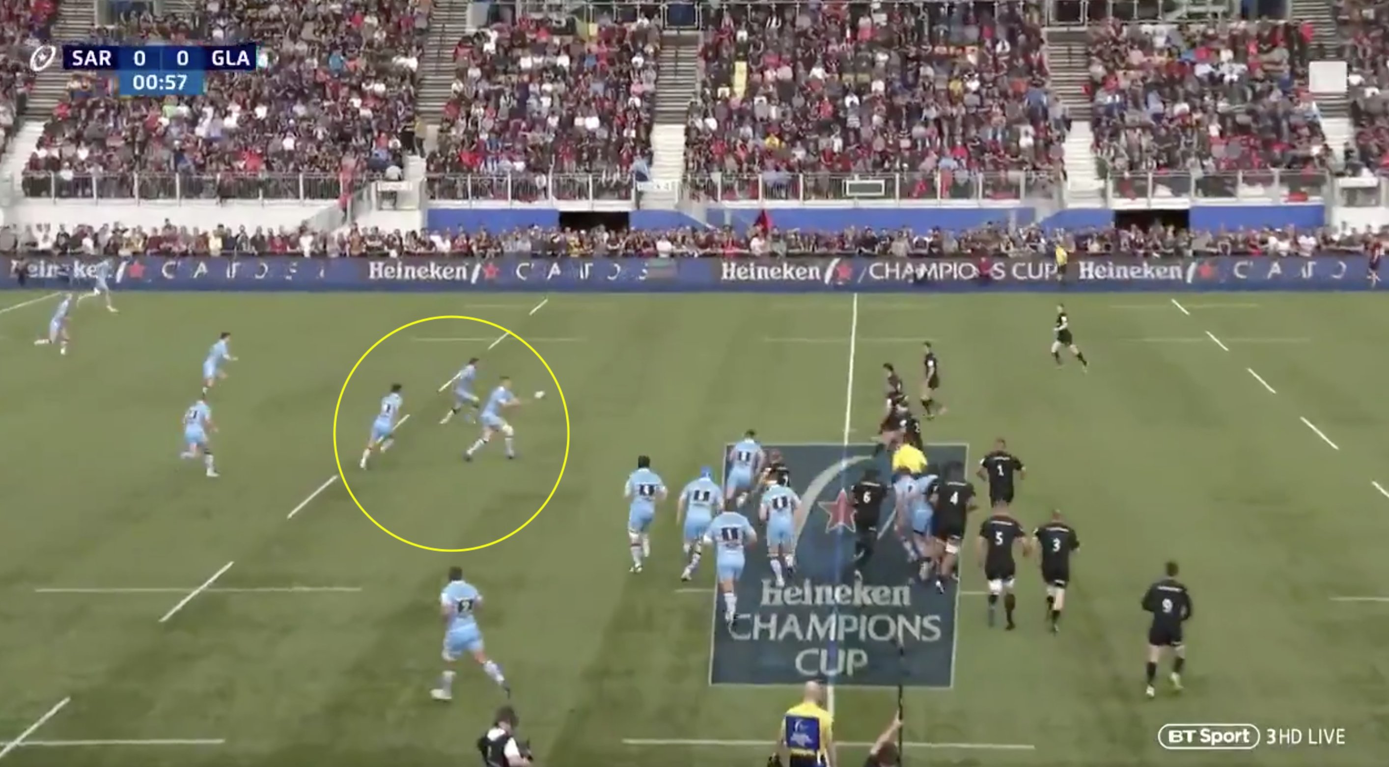 WATCH: Glasgow completely stun Saracens' defence with blistering attack in opening 2 minutes