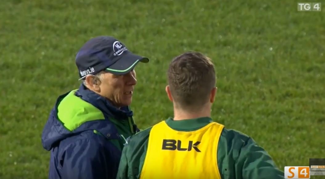 FOOTAGE: Audio captures the advice Ireland flyhalf receives from his coach about wind conditions