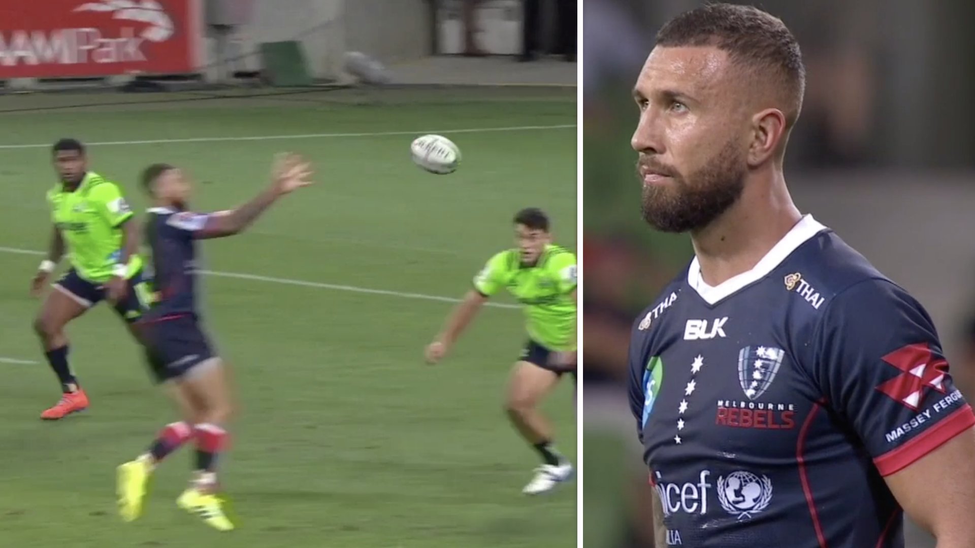 WATCH: Red hot Quade Cooper sets up TWO tries with ridiculous skill for the Rebels