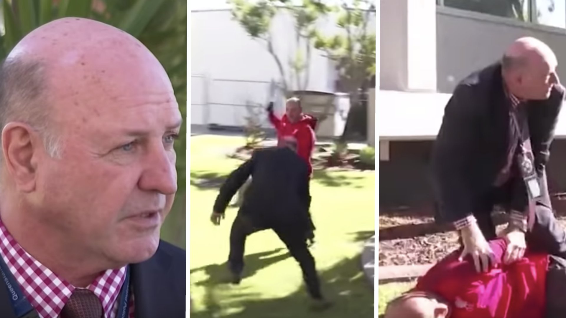 WATCH: Police Sergeant rugby tackles man in the middle of a press ...