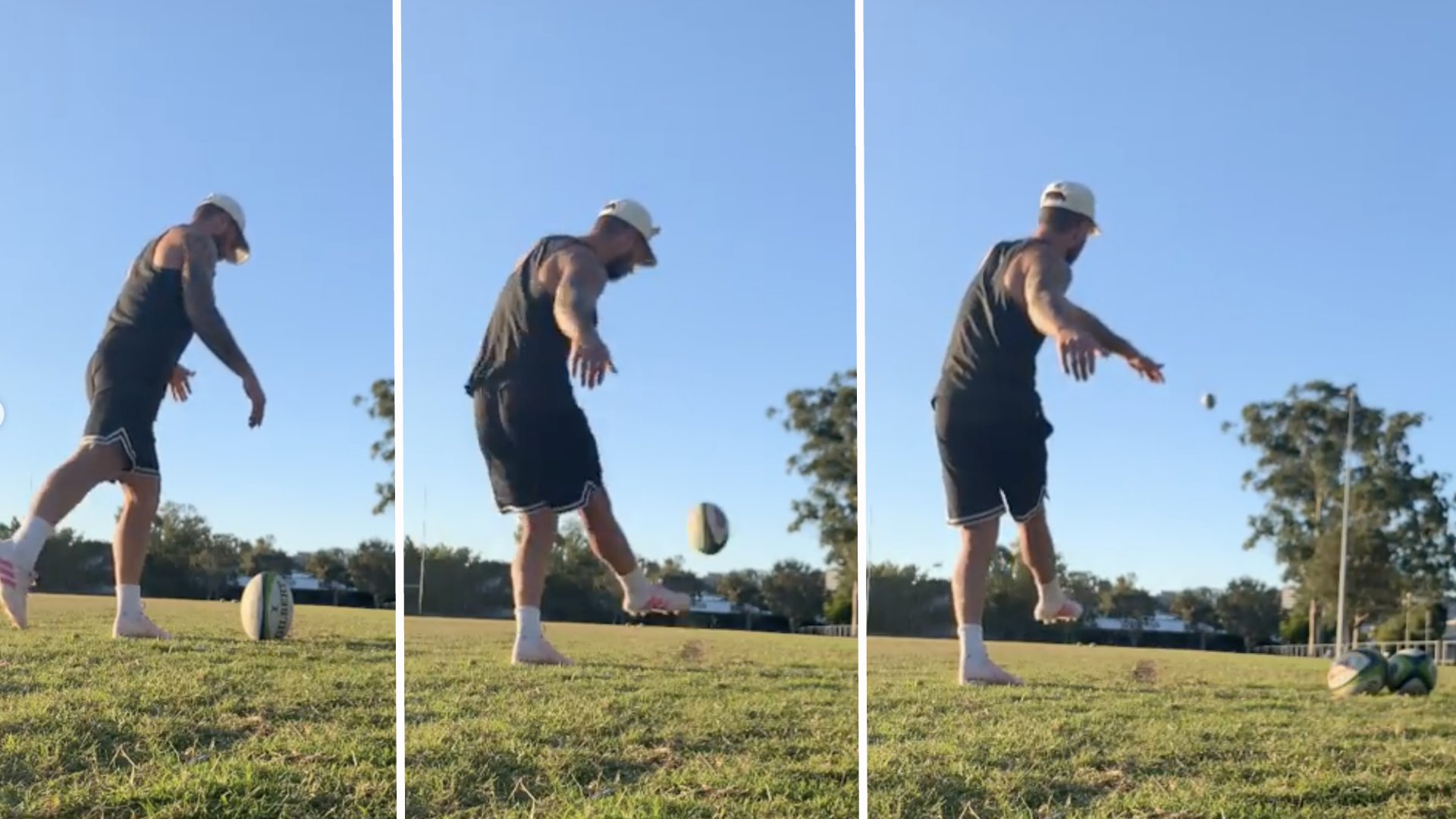 Quade Cooper shows us why he never uses a kicking tee in training