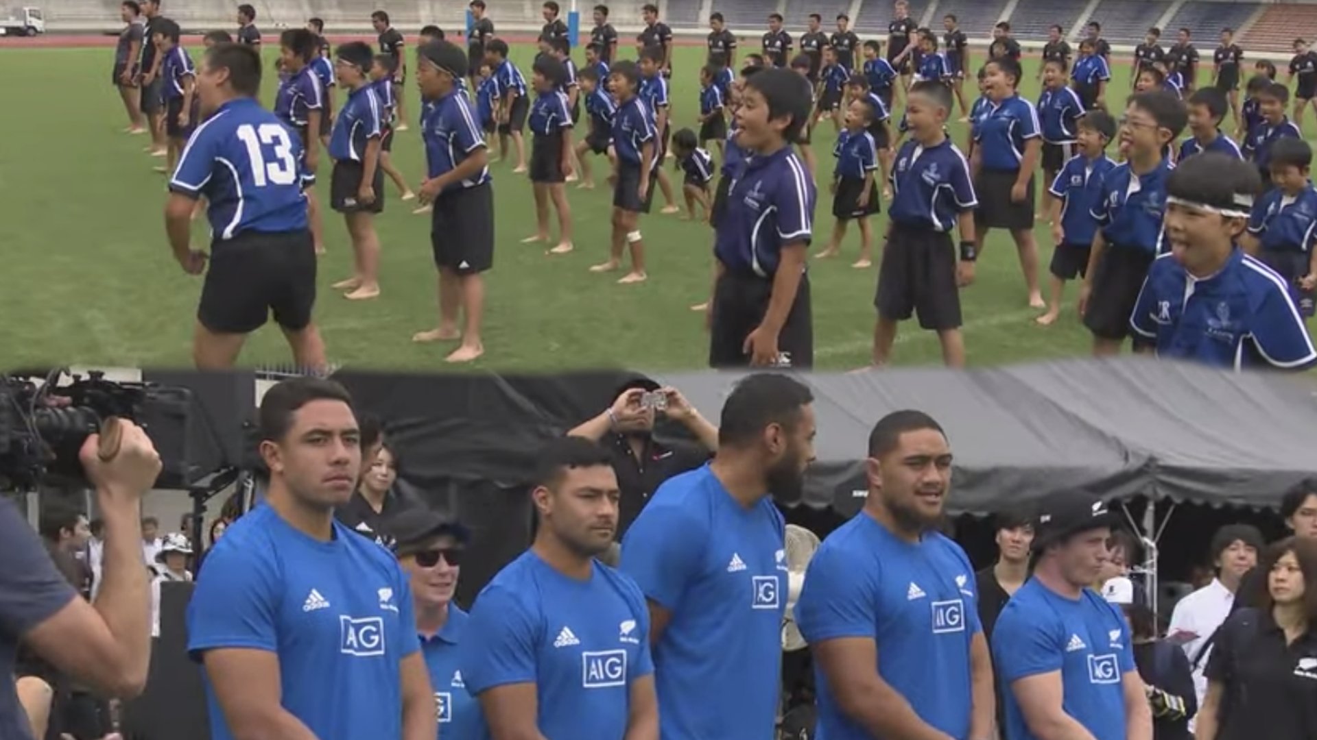 Japanese children perform seriously impressive haka in front of All Blacks