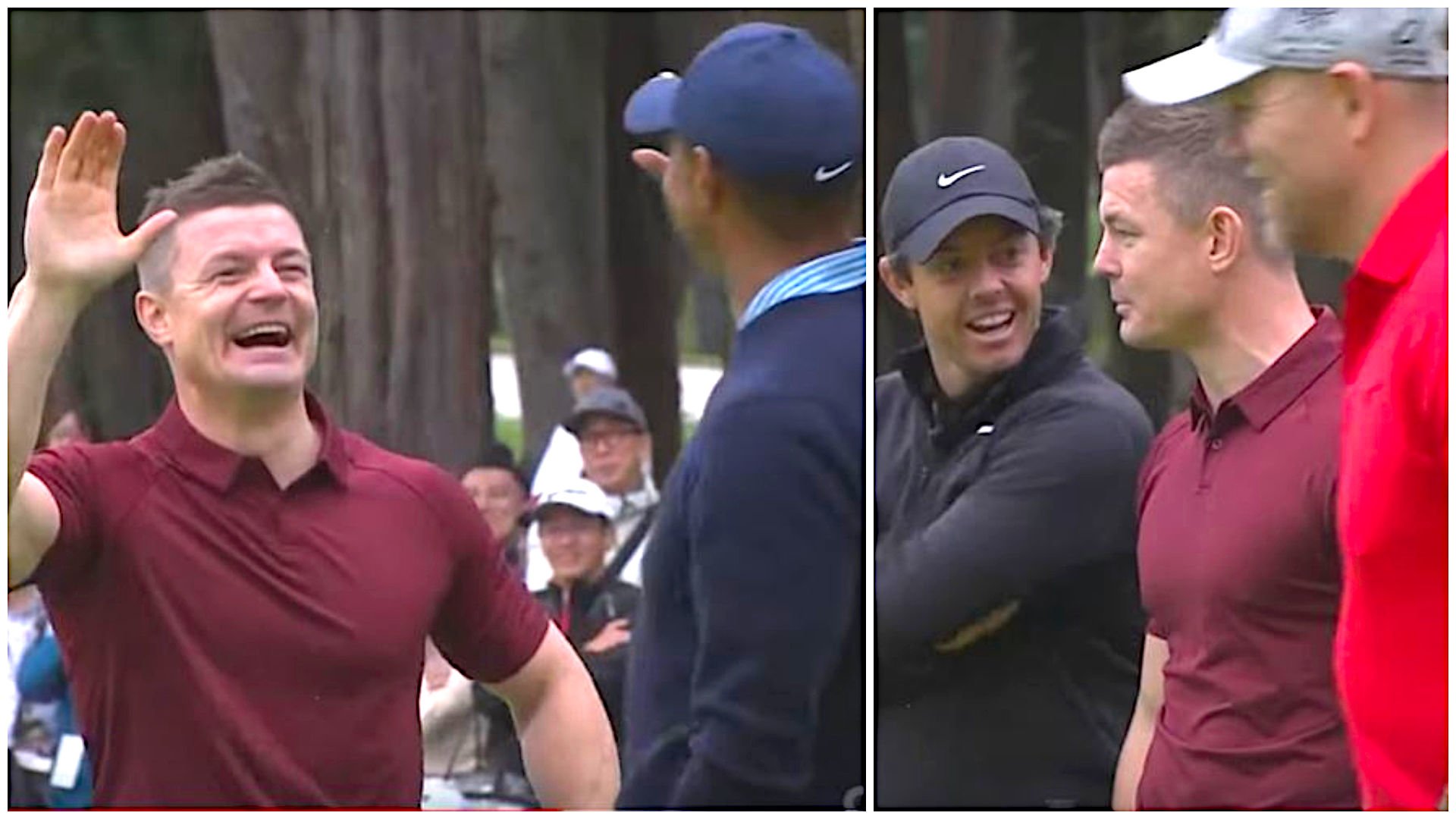 FOOTAGE: BOD's brilliant putt wows Rory McIlroy and Tiger Woods