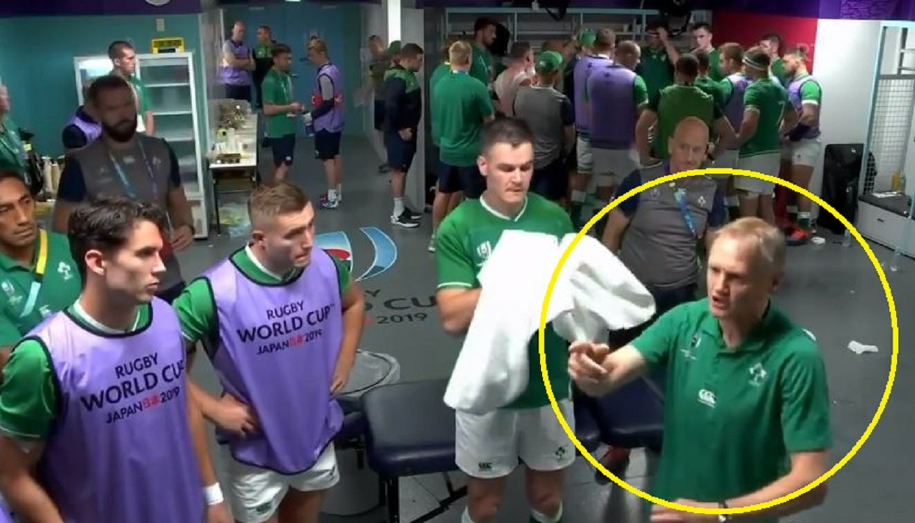 FOOTAGE: Joe Schmidt looked pretty angry in the changing room at halftime