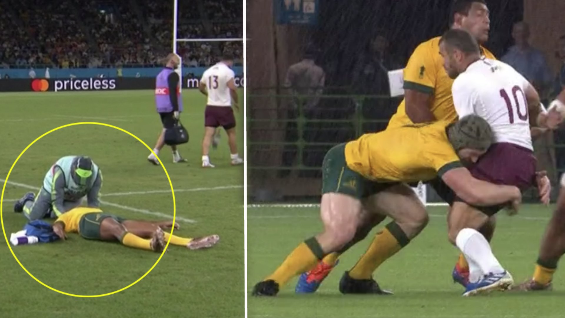 The collisions are brutal in the Australia vs Georgia World Cup match