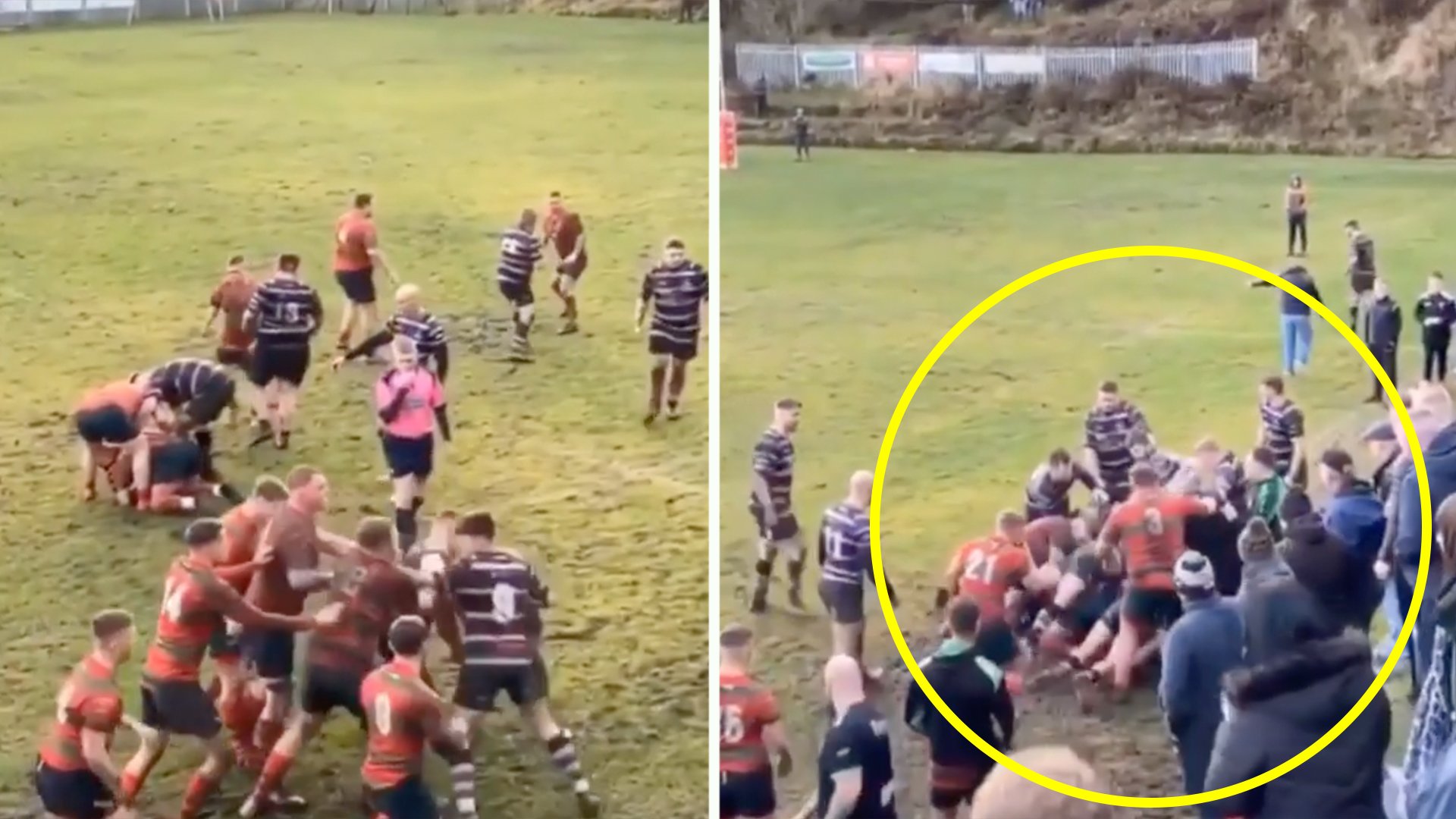 The mother of all brawls broke out somewhere in Wales during a rugby match