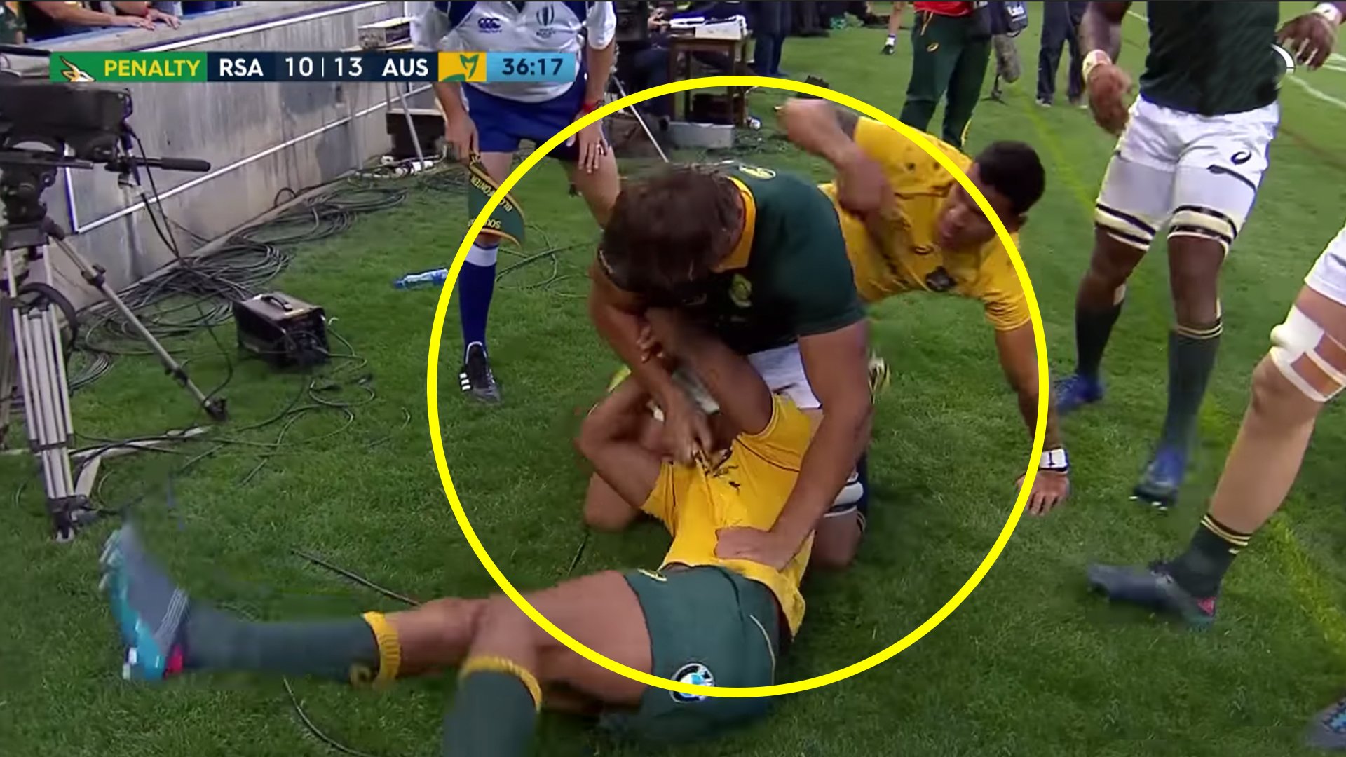 What happens when you pull someone's hair in a rugby match