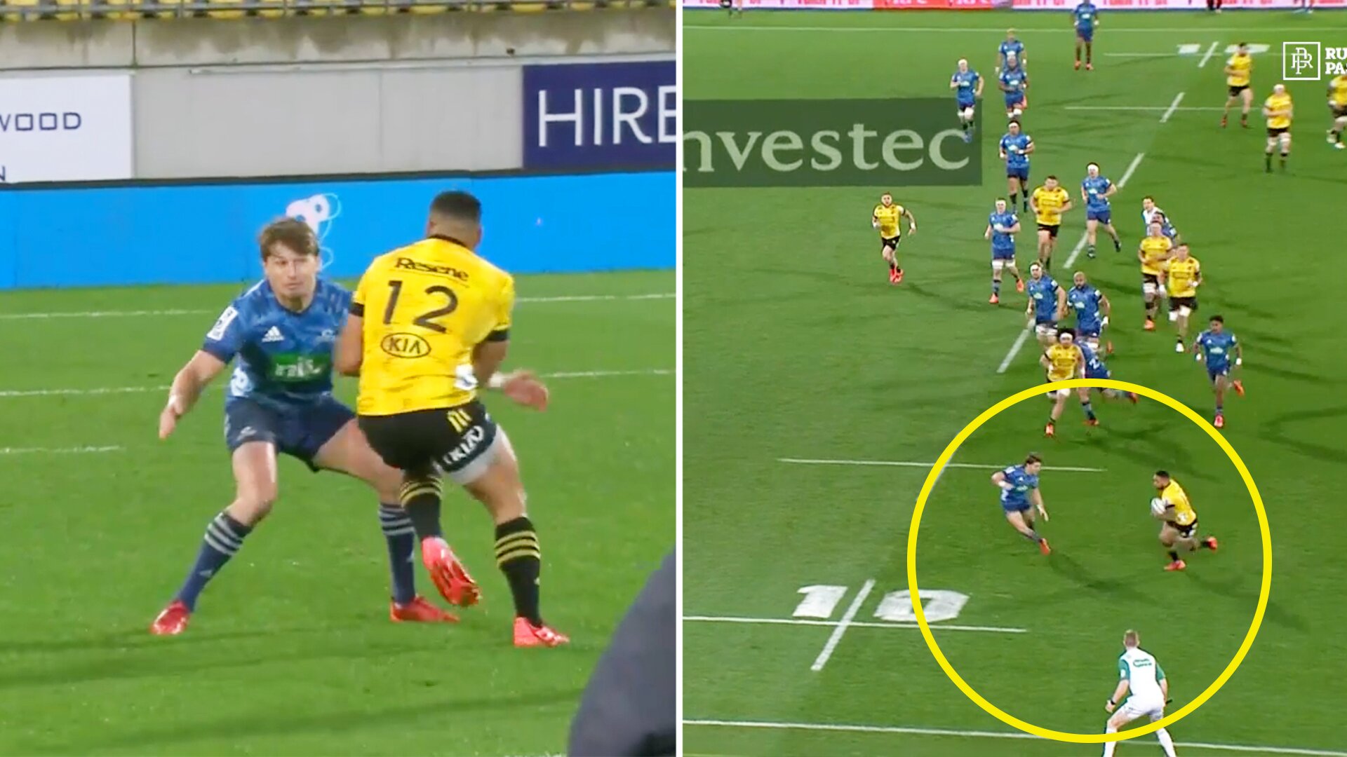 Ngani Laumape terrorises Beauden Barrett for forty minutes in Super Rugby clash