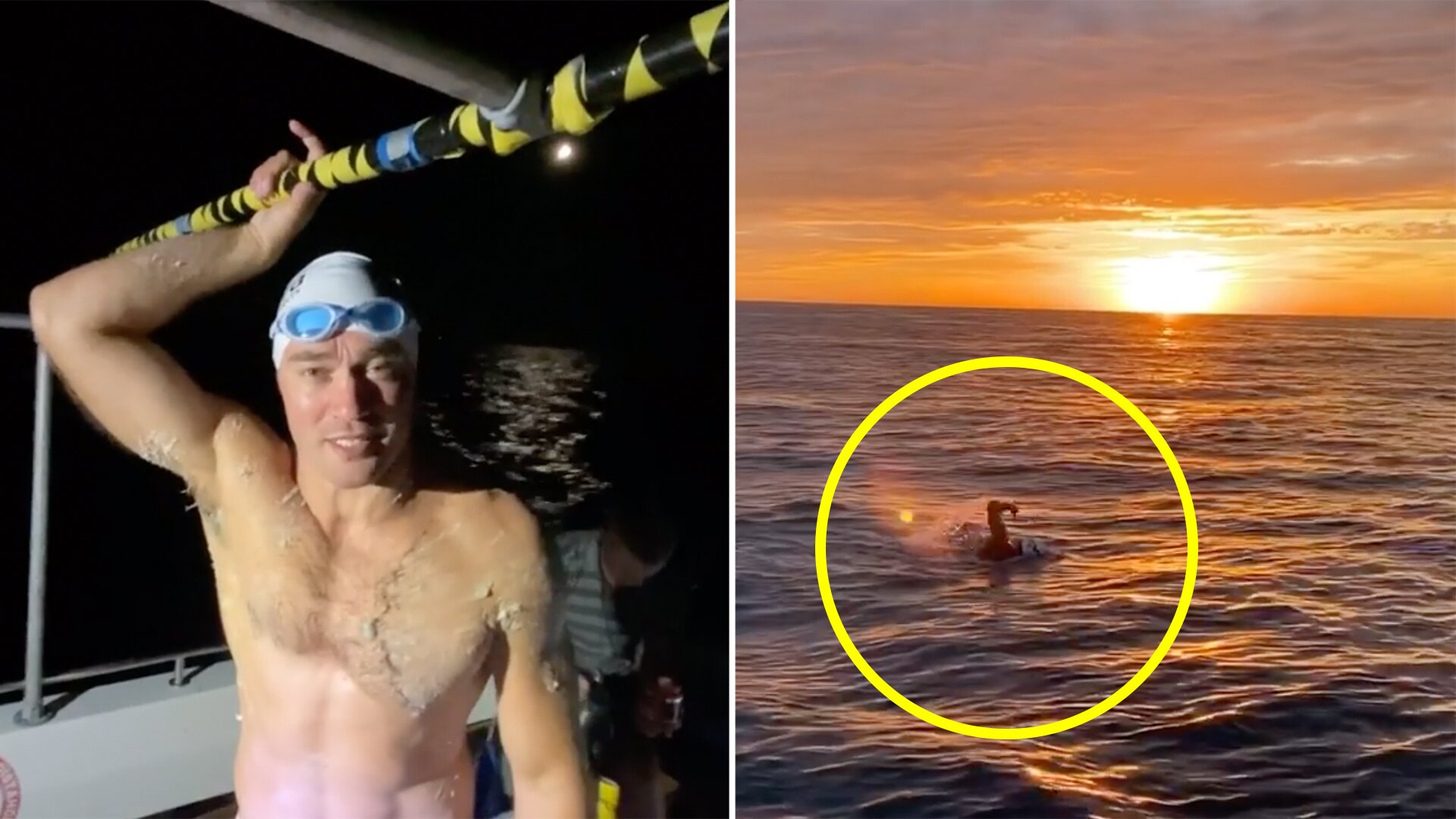 A rugby player is swimming the English channel and the videos that he is posting are stunning