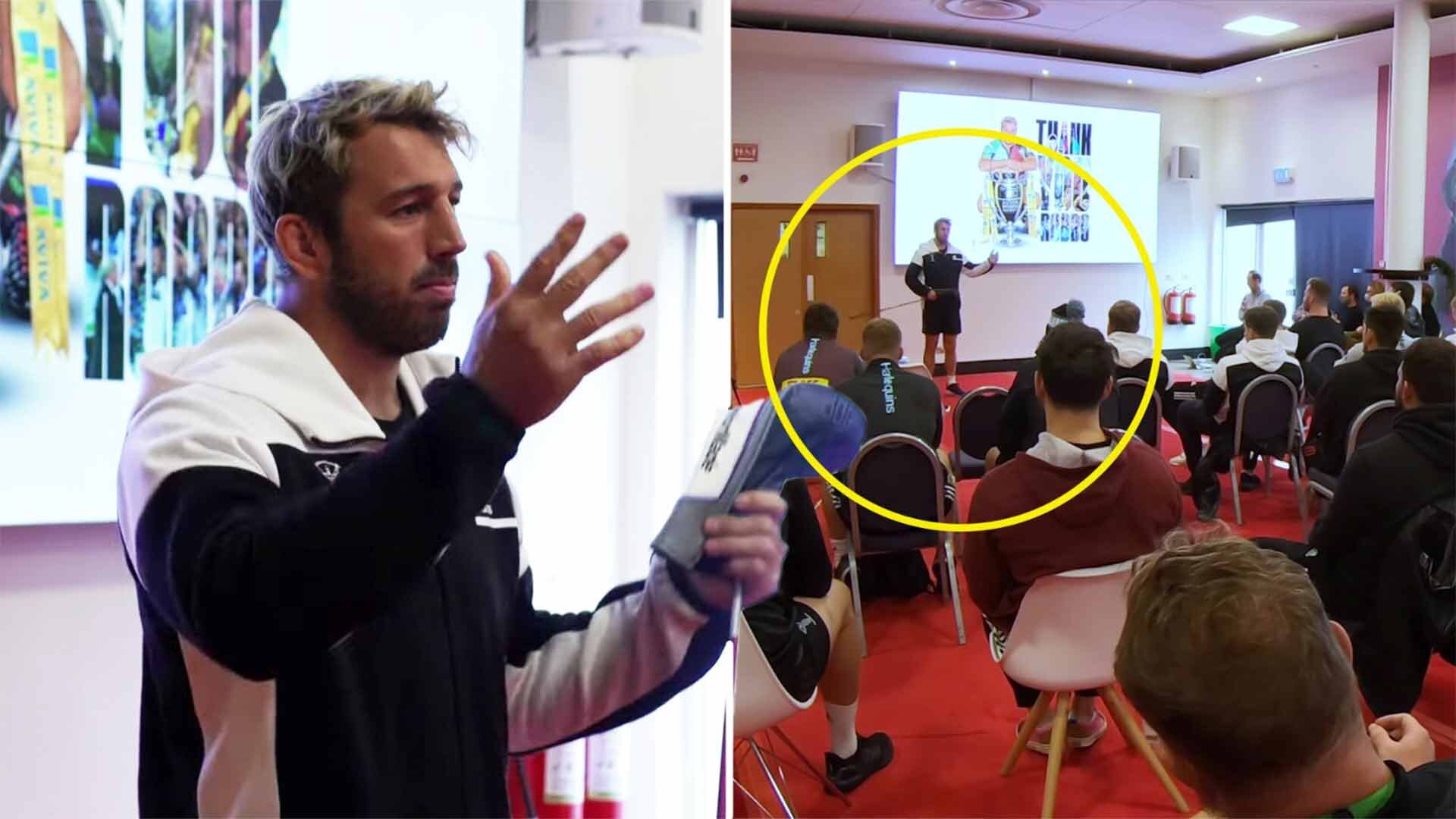 Chris Robshaw gave a final emotional speech to Harlequins before he left to play rugby in America