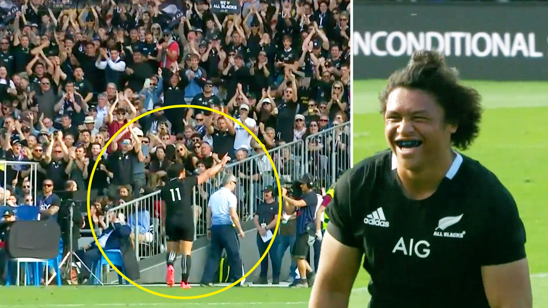 WATCH: The powerful moment that Caleb Clarke realises he's getting a standing ovation at Eden Park