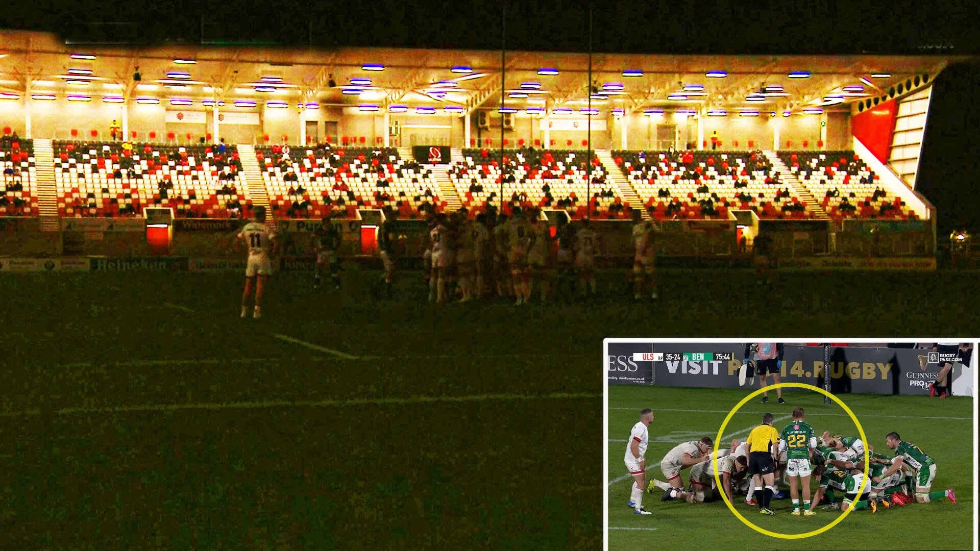 Bizarre scenes in Pro14 as lights go out dangerously just moments before scrum impact at the Kingspan last night