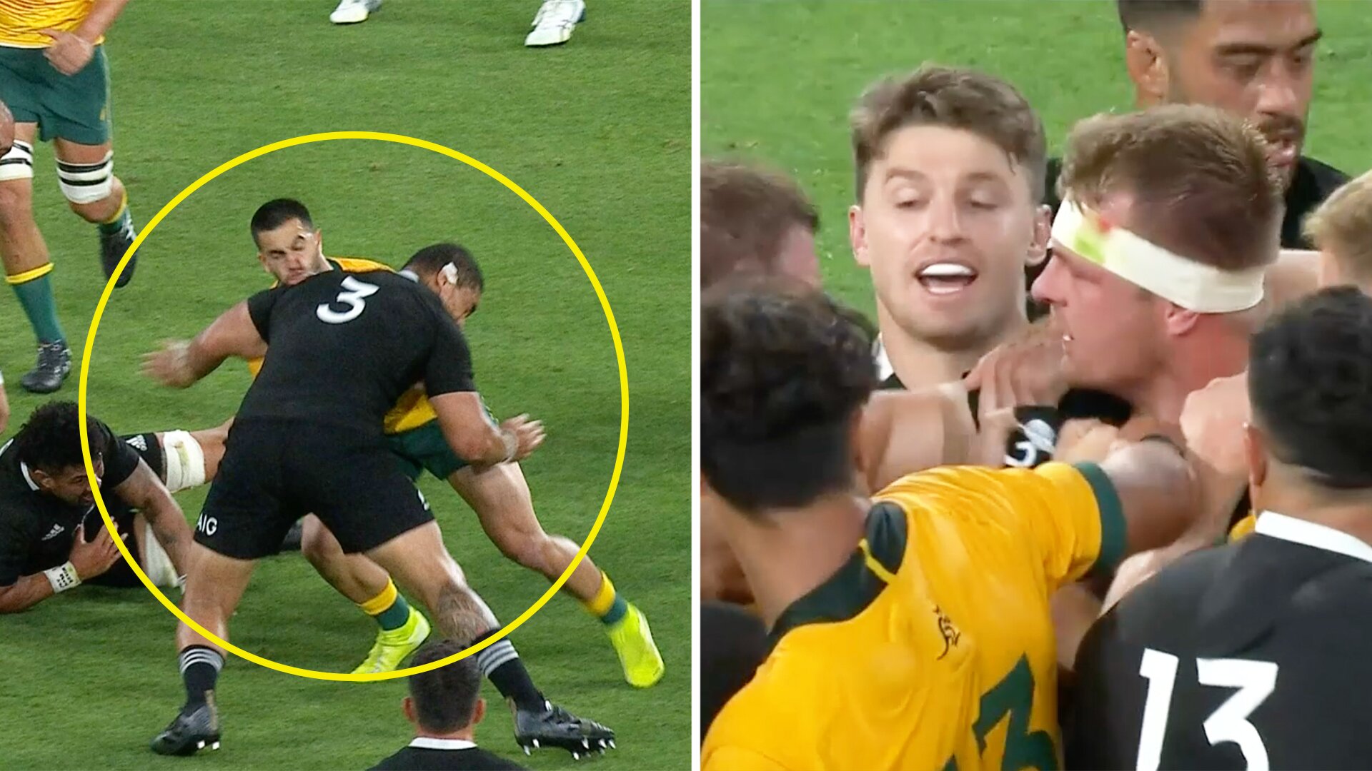 All Blacks vs Wallabies descends into chaos after two red cards in first half