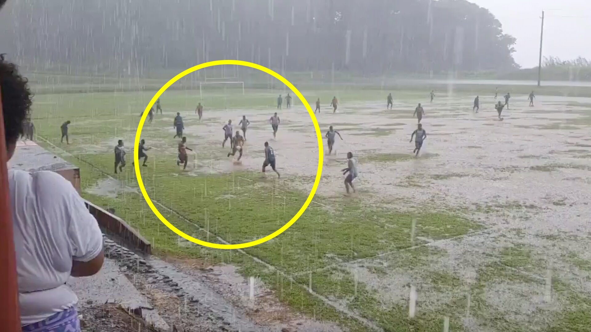 Stunning footage emerges of local Fiji rugby players having fun in middle of cyclone