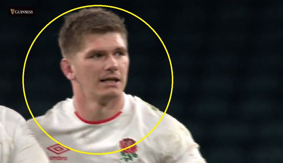 Footage shows Owen Farrell mocking critics of his tackle height by simulating practice on teammates