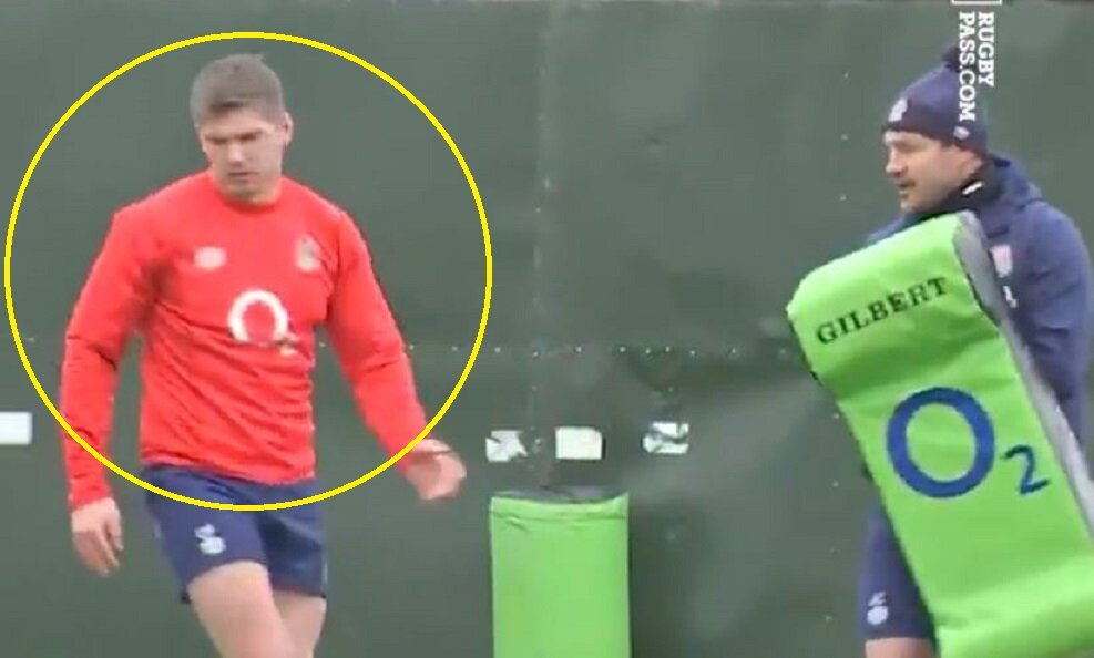 This video of Owen Farrell practising tackling in training is worrying England fans