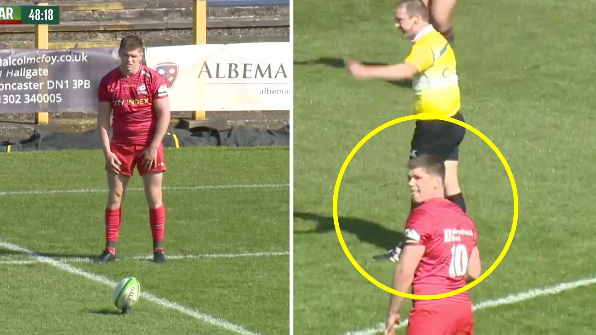 Footage shows Owen Farrell finally playing rugby in the Championship