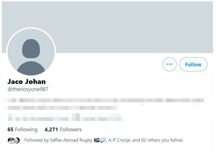 Jaco Johan's Twitter account's bio has changed and it's revealing