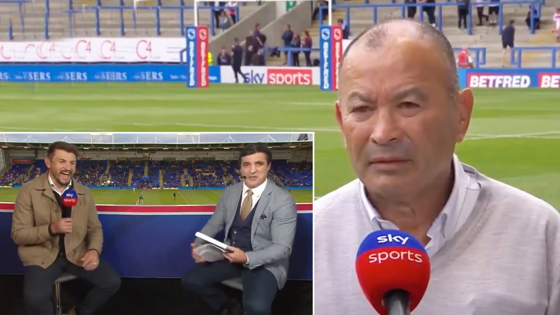 Rugby League pundits mock England Rugby coach Eddie Jones live on air in viral new video
