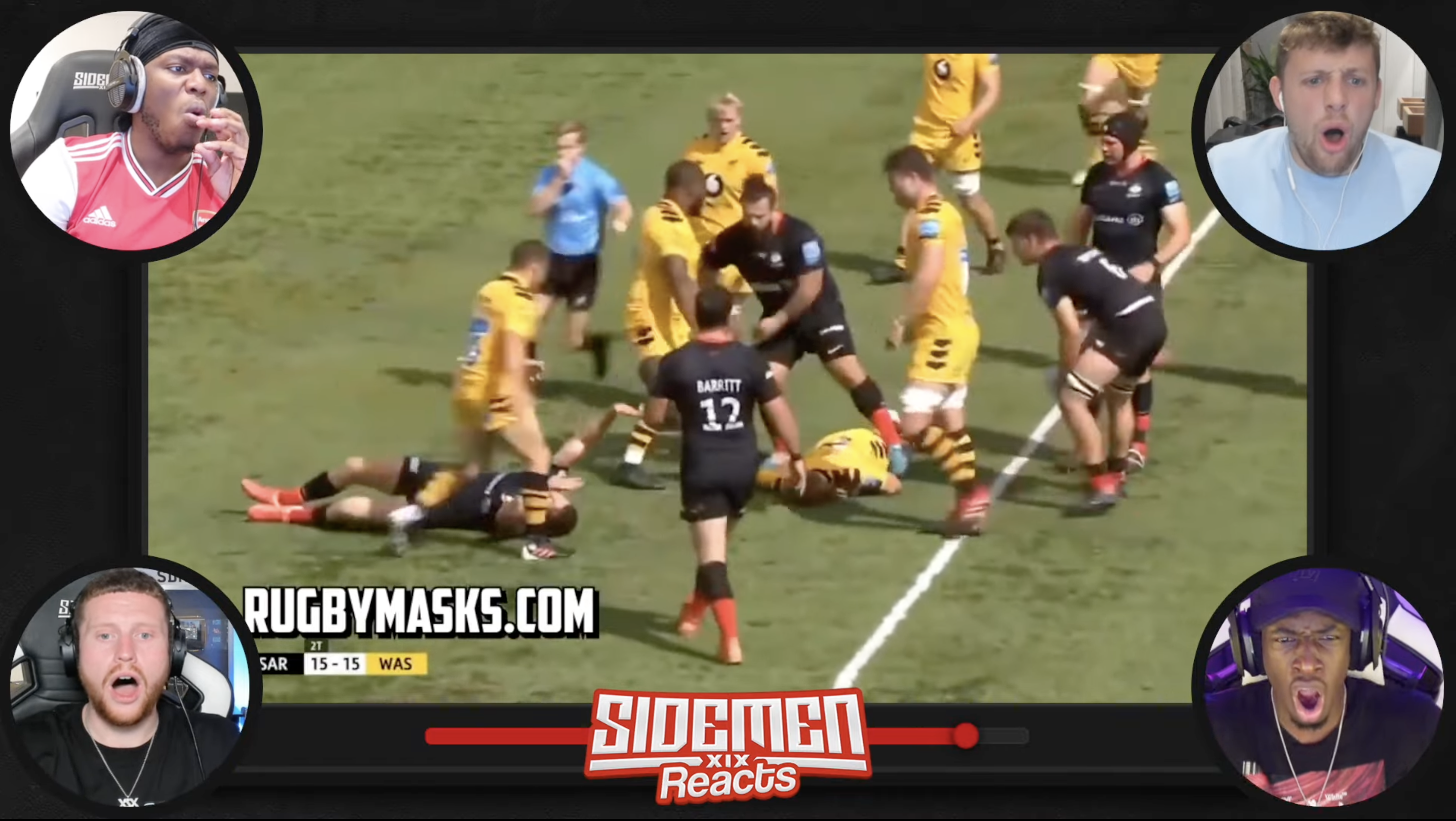 YouTube stars Sidemen react to rugby's biggest hits