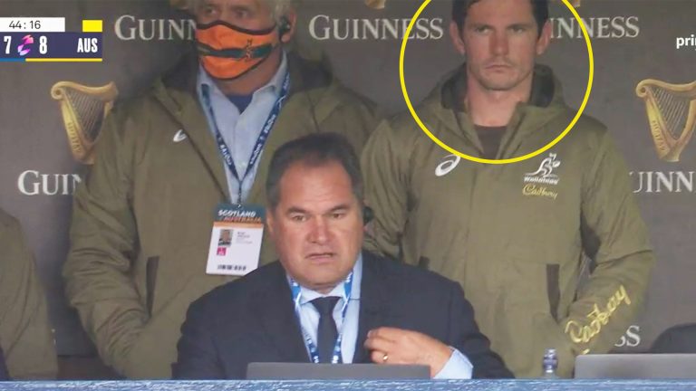 Rugby fans left confused as camera appears to catch Owen Farrell in Australia coaching box