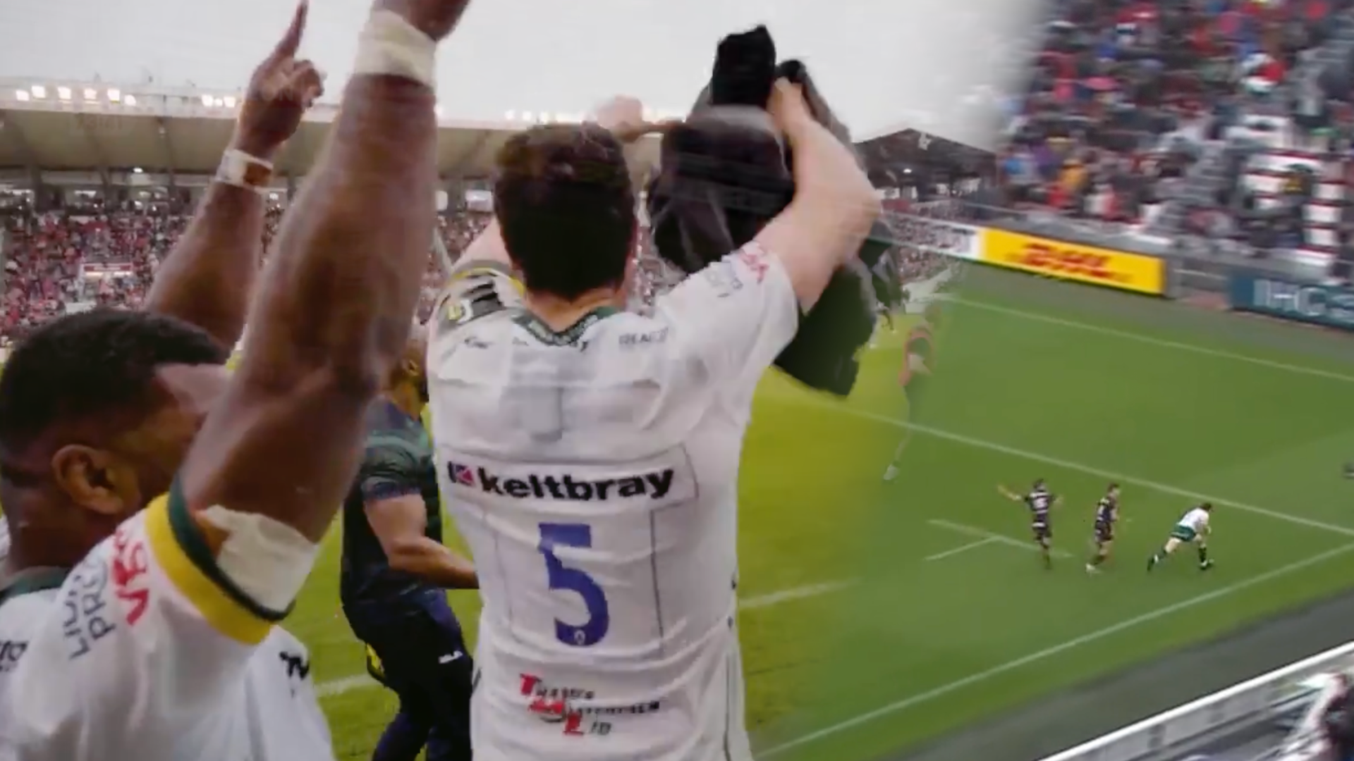 'You're a beast': London Irish bench's priceless reaction to teenager's wonder try