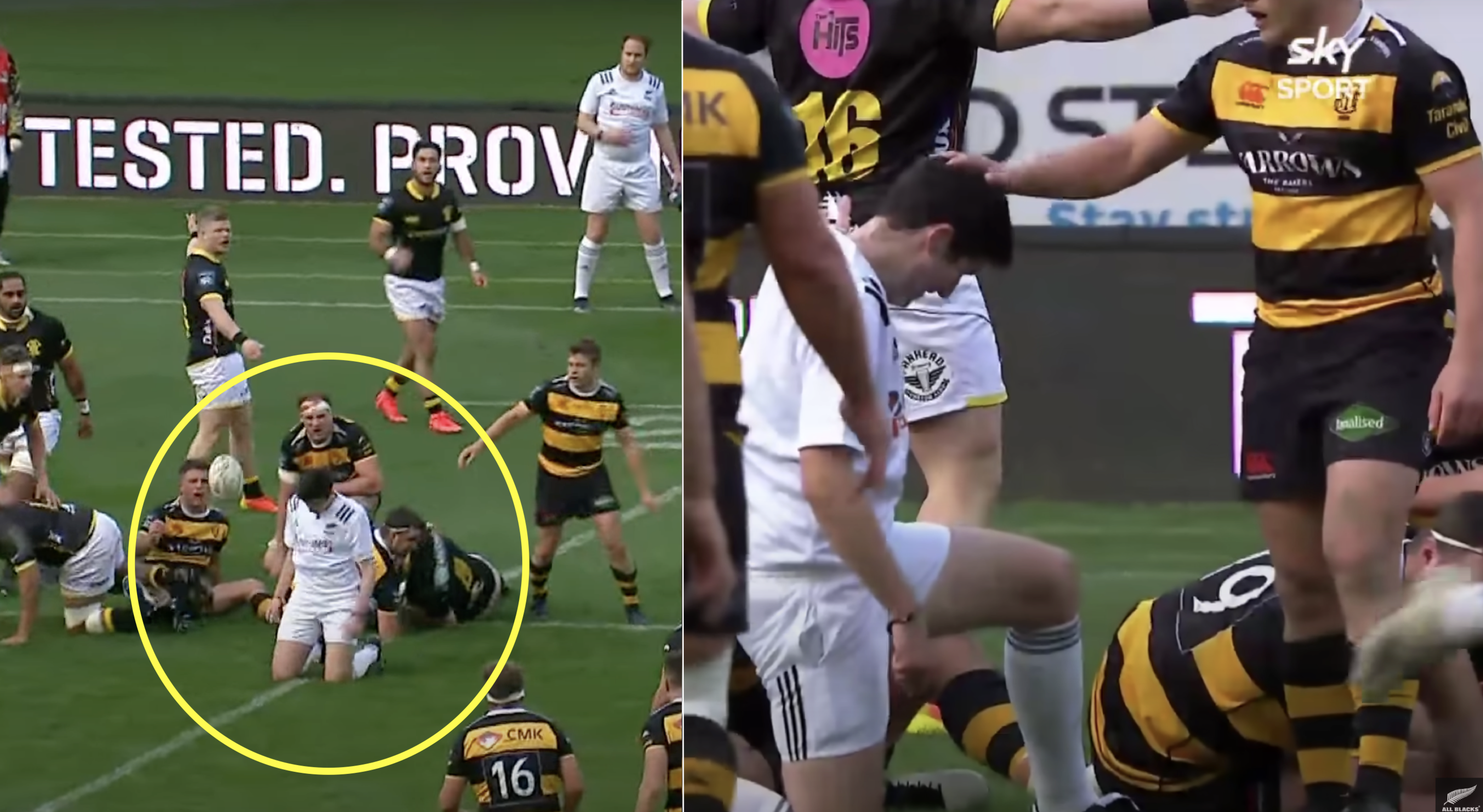 Referee gets completely decked by No9 after controversial call