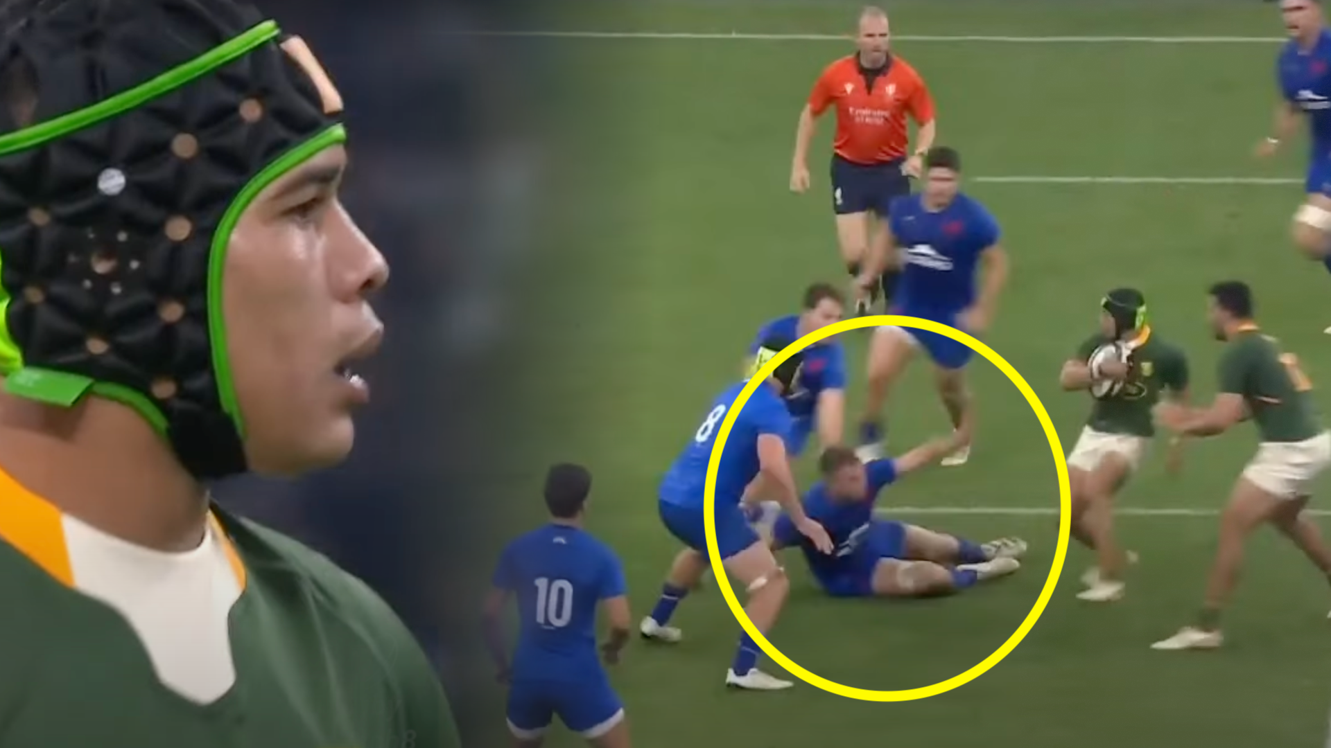 The Internet can't get enough of Cheslin Kolbe sitting down 105kg France flanker