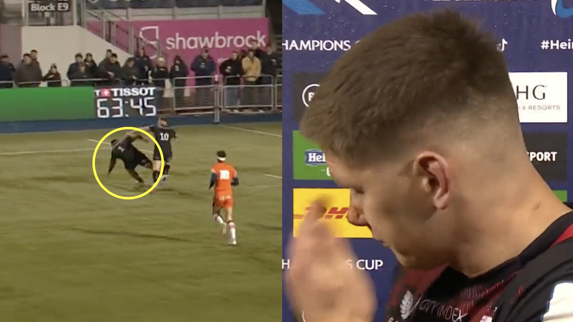 Owen Farrell attacks his own teammate moments before almost having nose broken