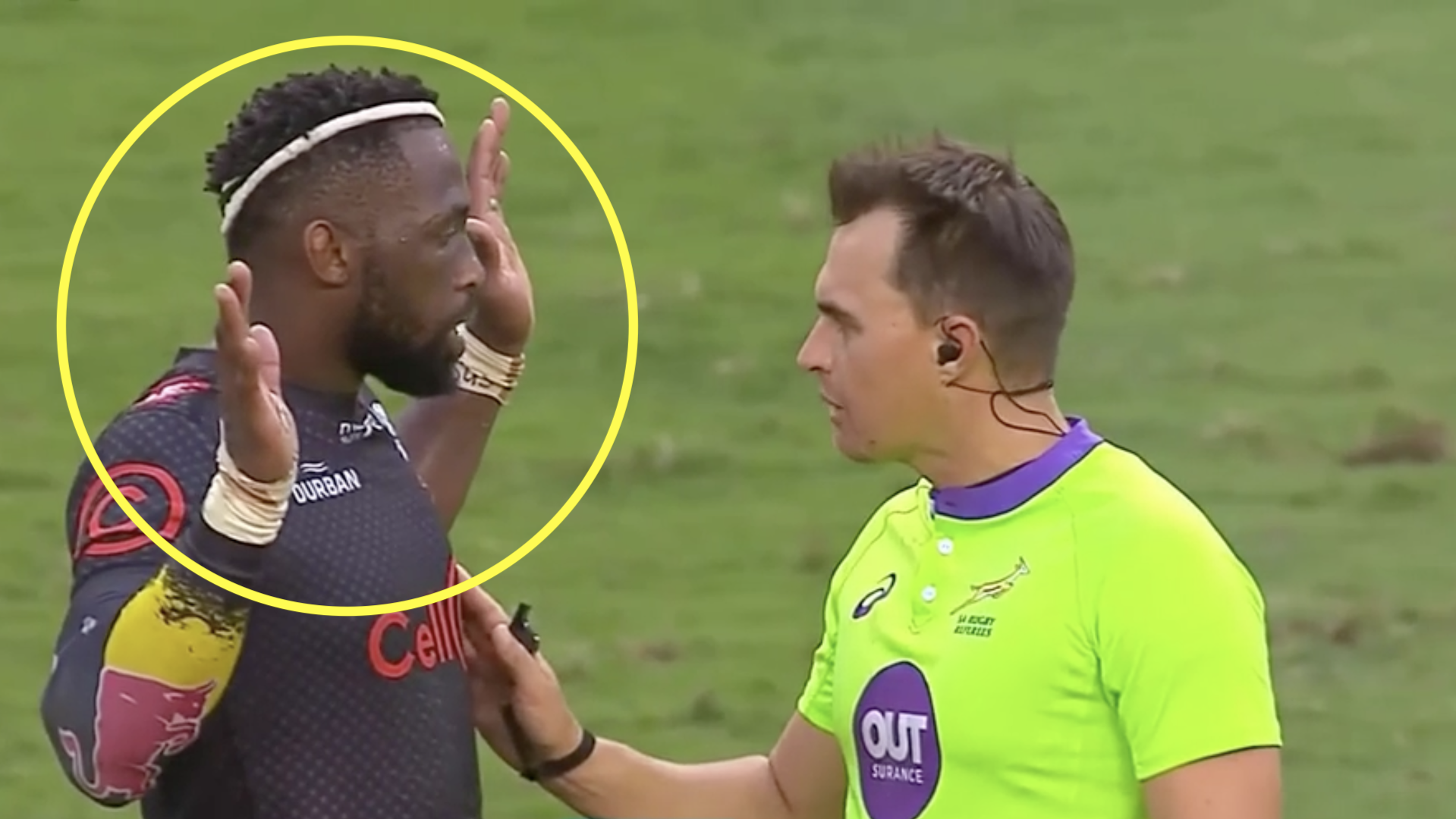 Siya Kolisi is barely able to hold back launching verbal tirade at referee