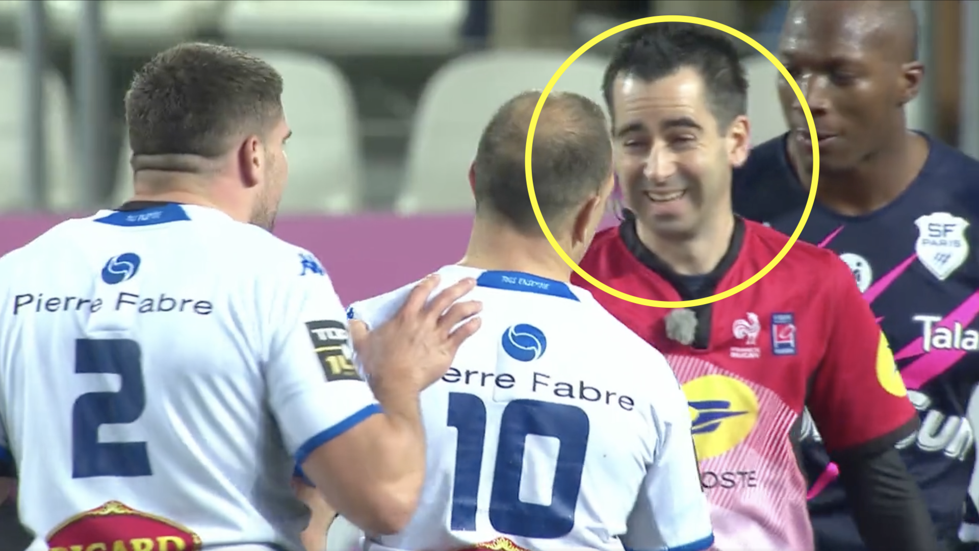 Referee laughs in player's face immediately after outrageous error