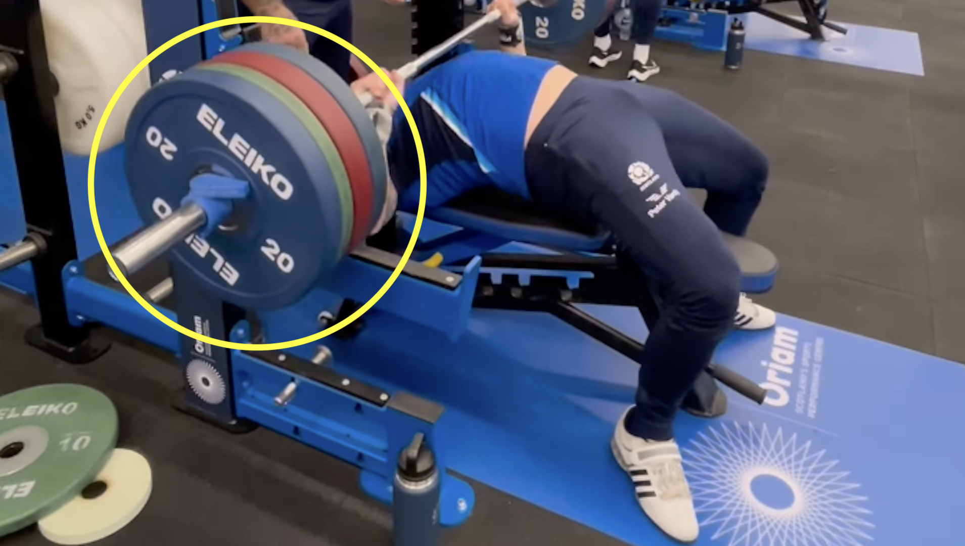 Scotland prop celebrates win over England with monster bench press