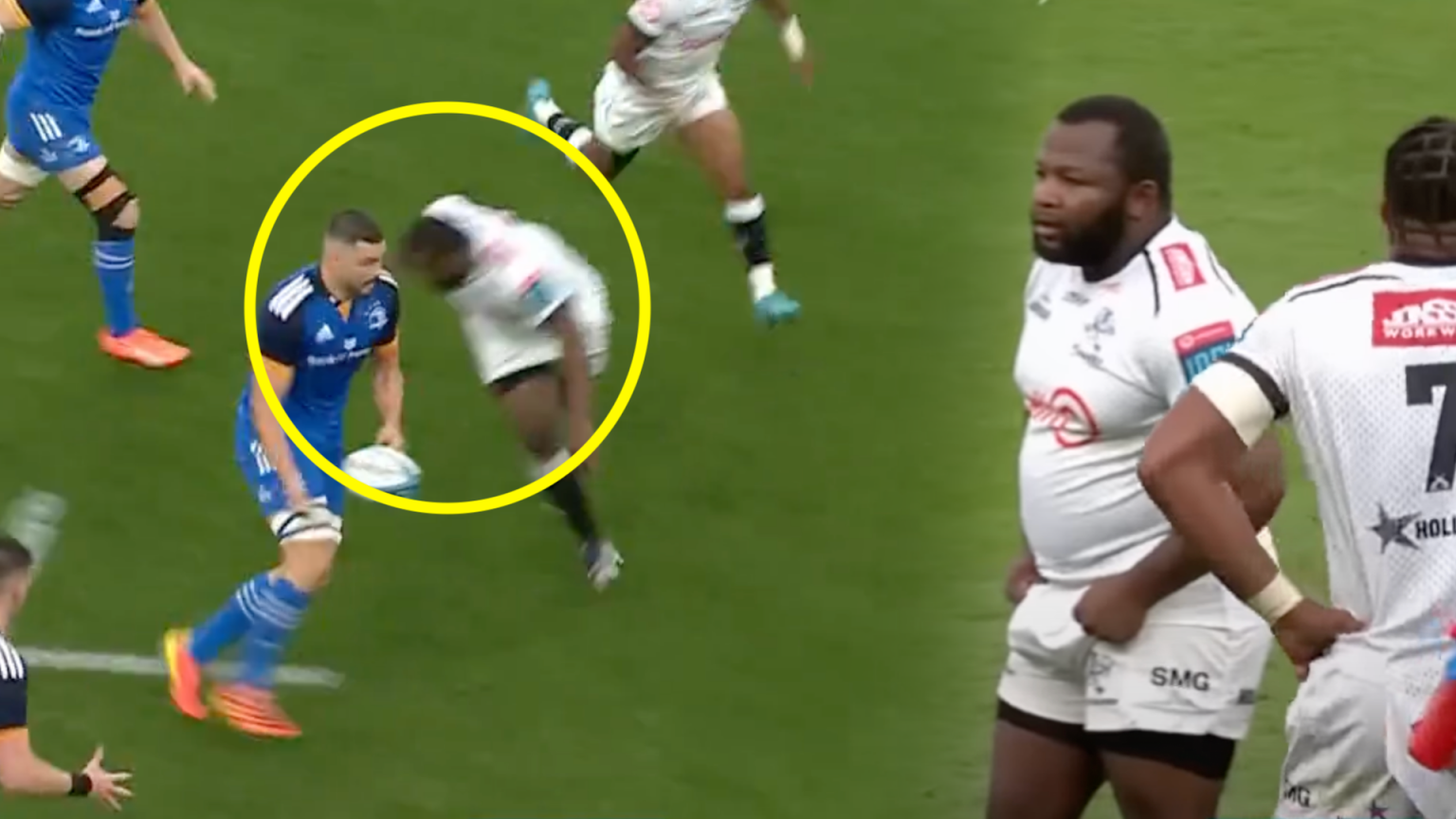Ox Incha Rugby Ox Nche becomes human cannonball to smash 110kg Ireland international ...