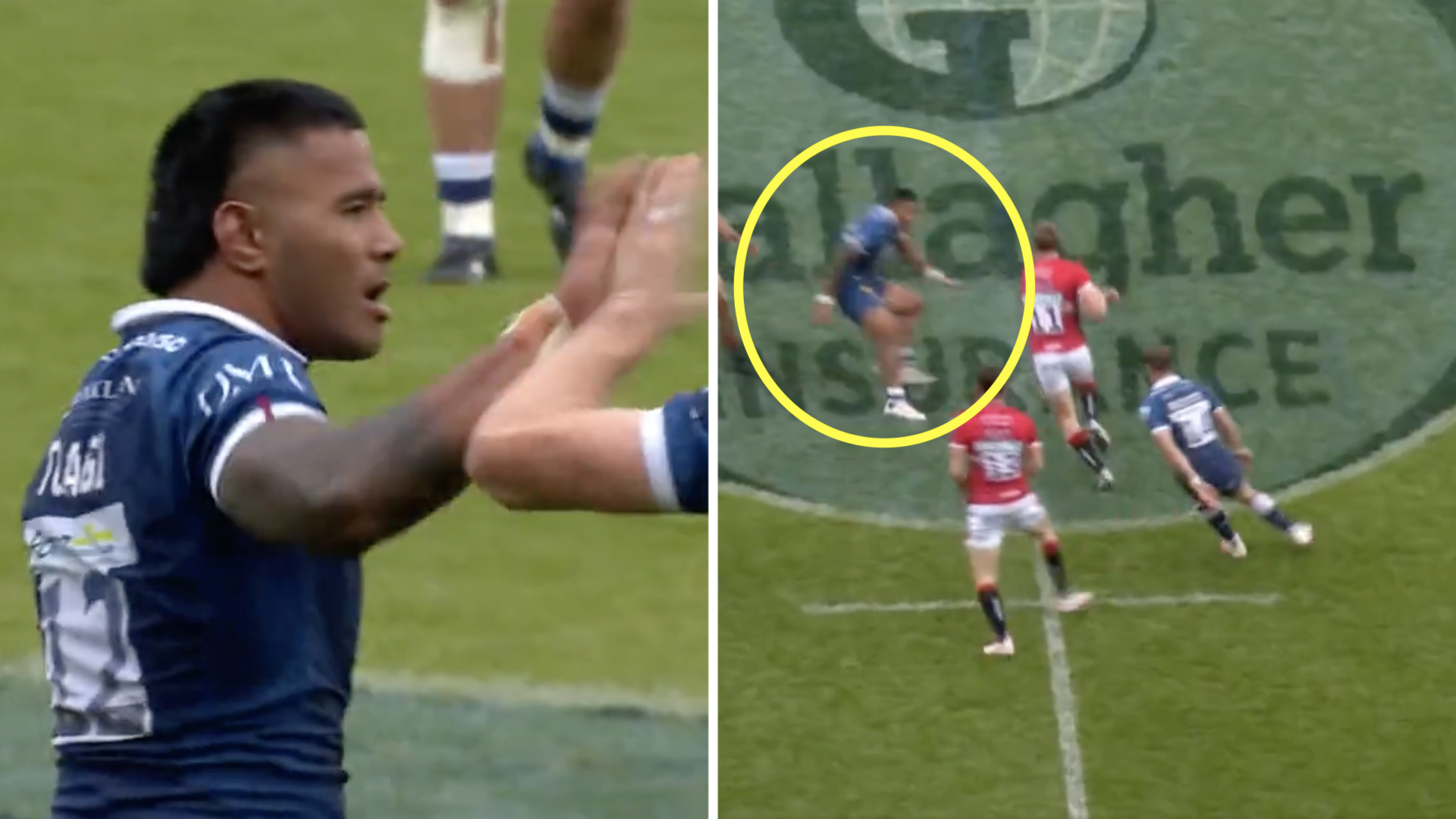 Winger inexplicably runs directly into Manu Tuilagi with 20 metre run up