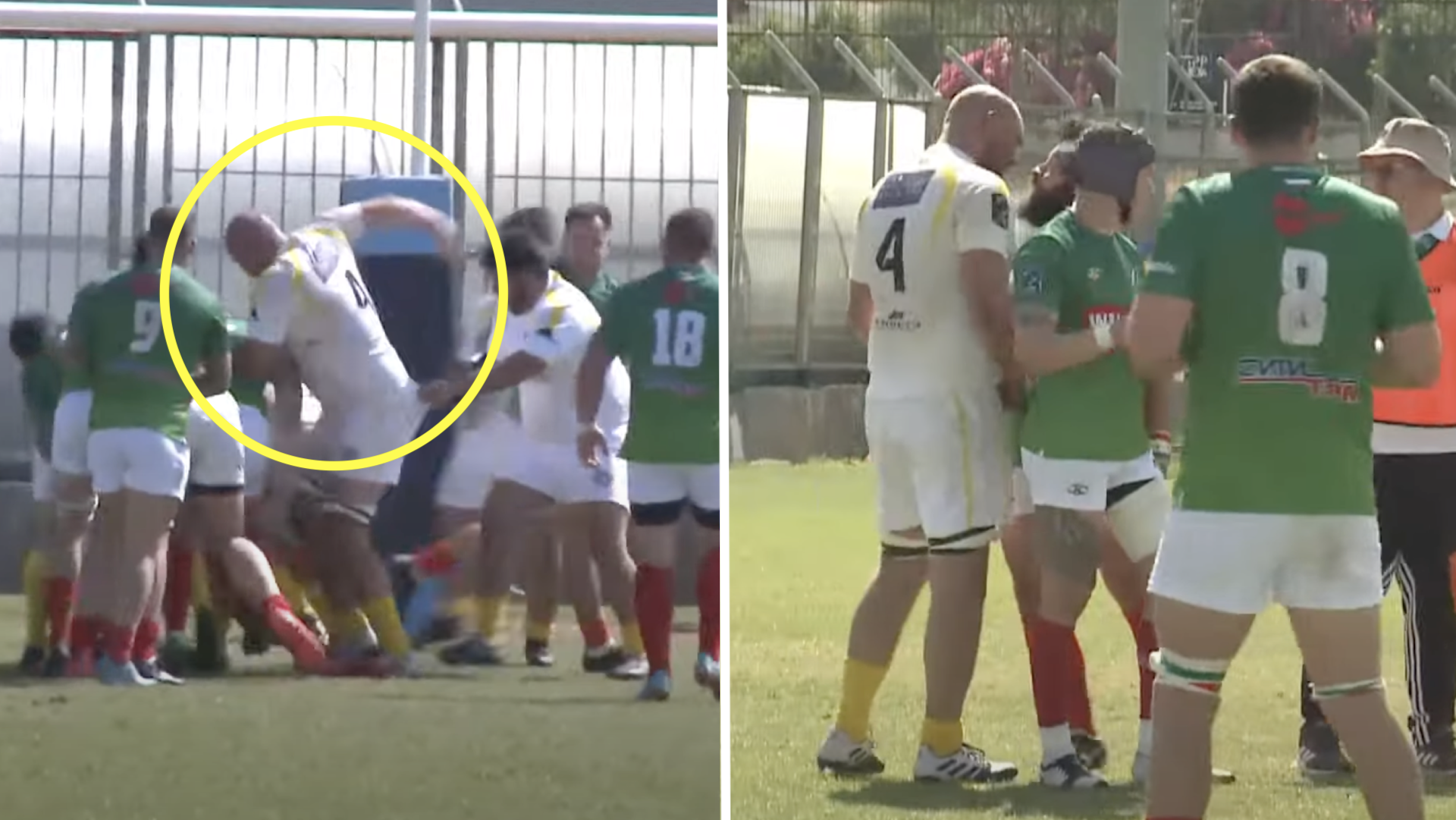 Big ban as old school punch up from suspected gouge spills over after red card
