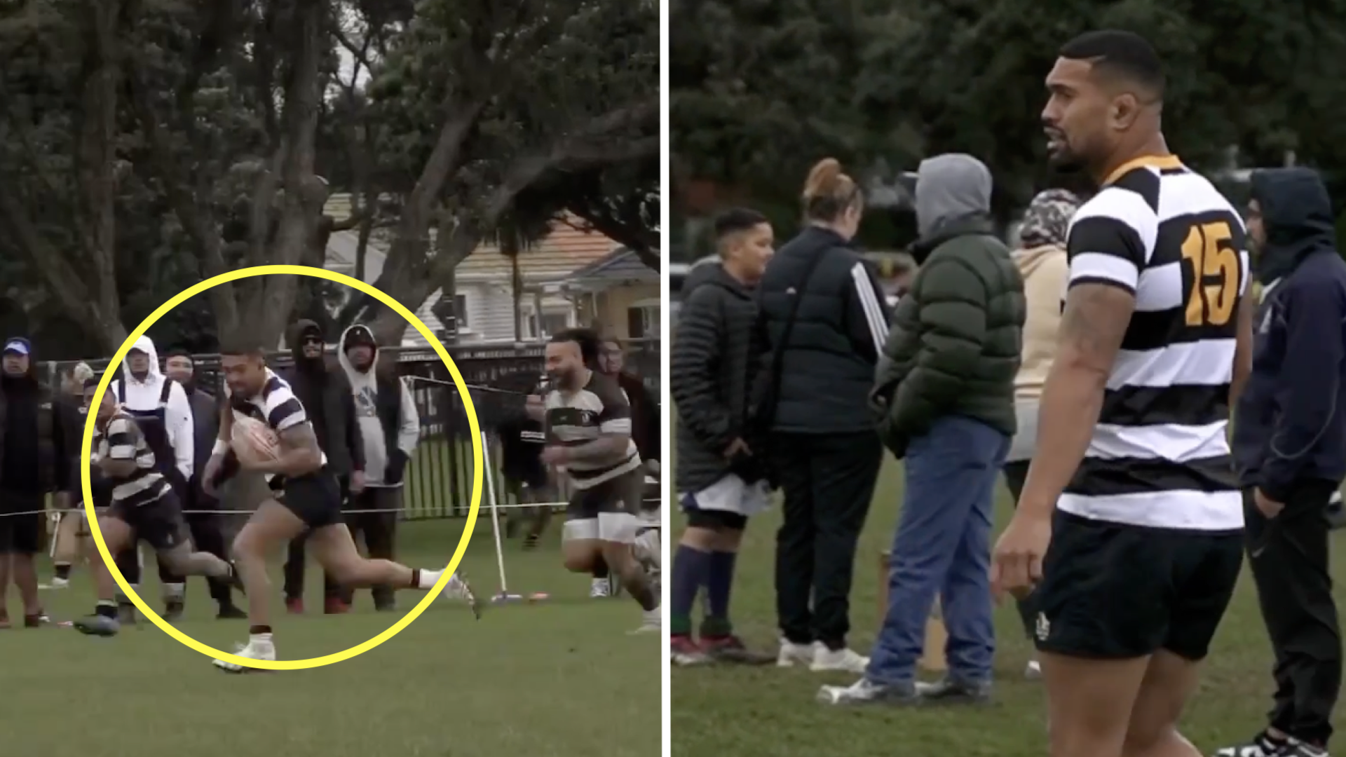 Ardie Savea grassroots try overshadowed by wild fight in background